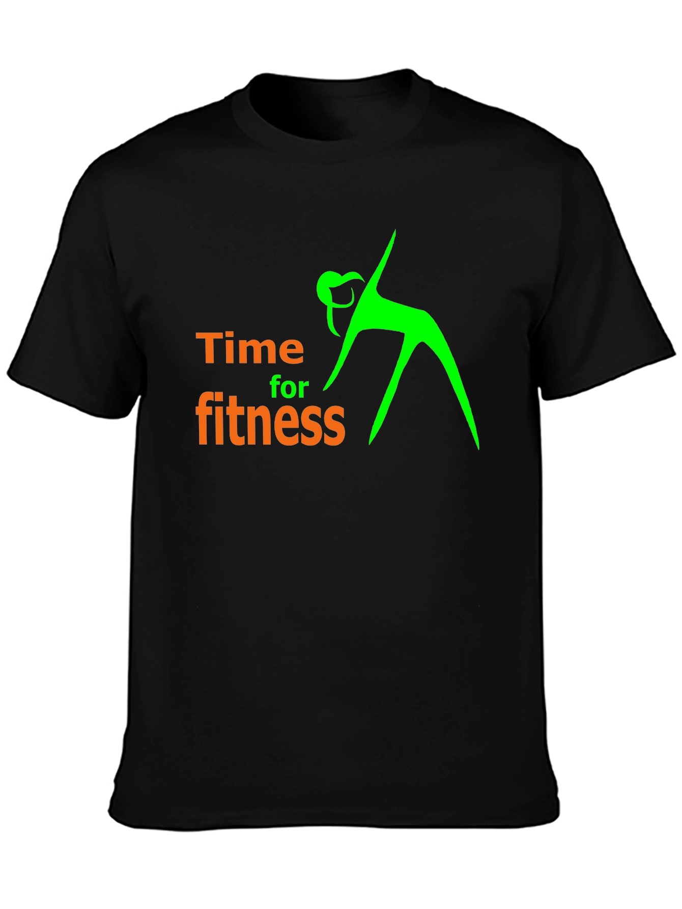 Time For Fitness Black Graphic T-Shirt