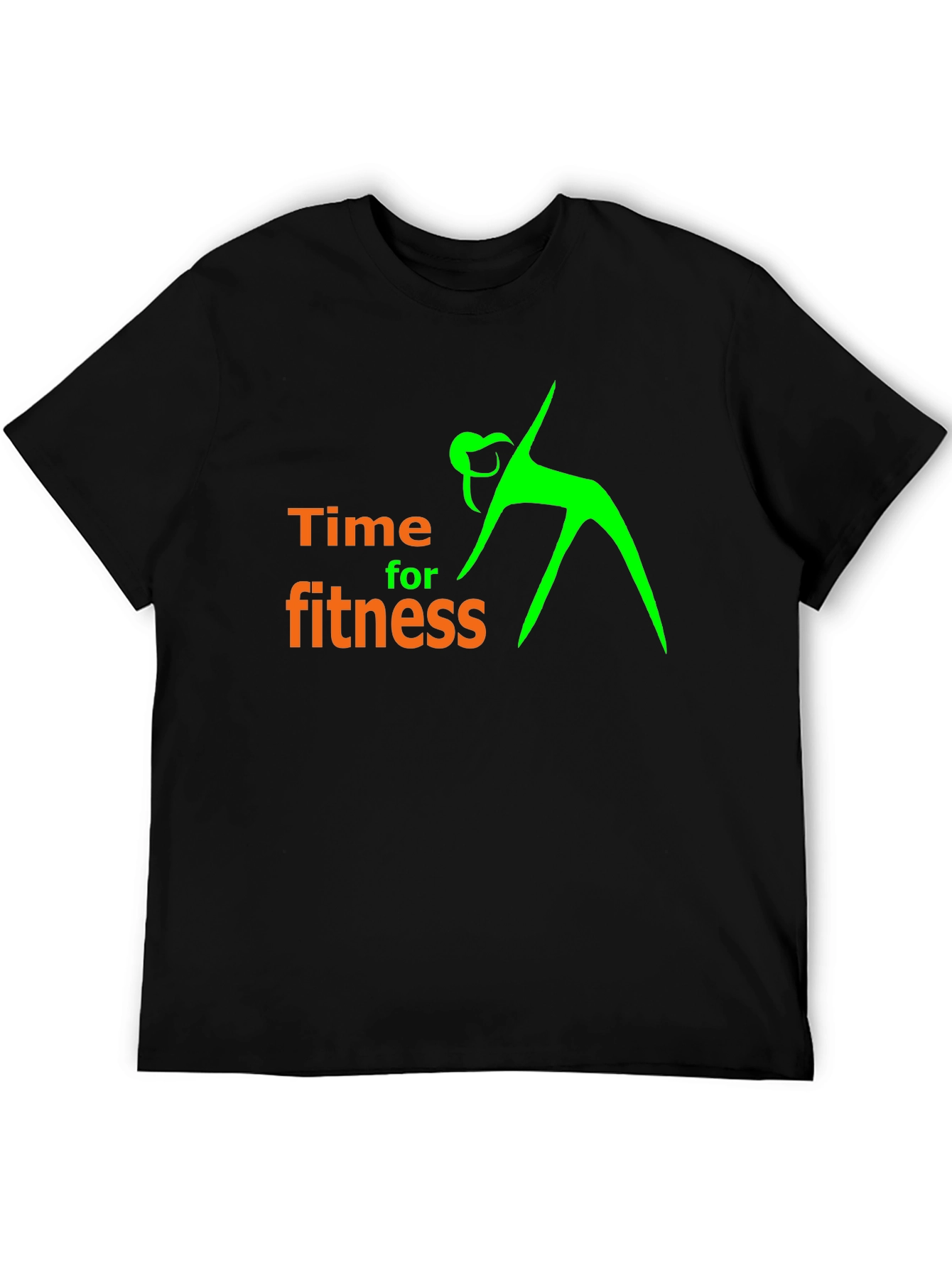 Time For Fitness Black Graphic T-Shirt