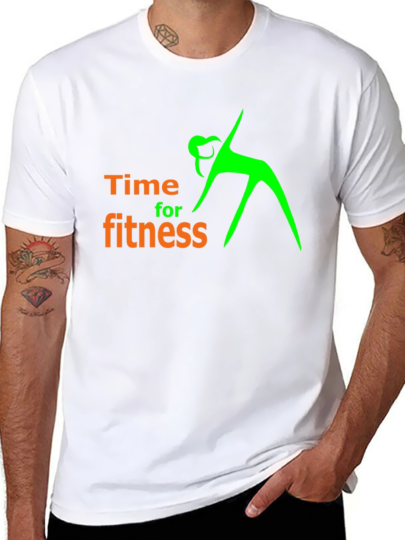 Time For Fitness Black Graphic T-Shirt