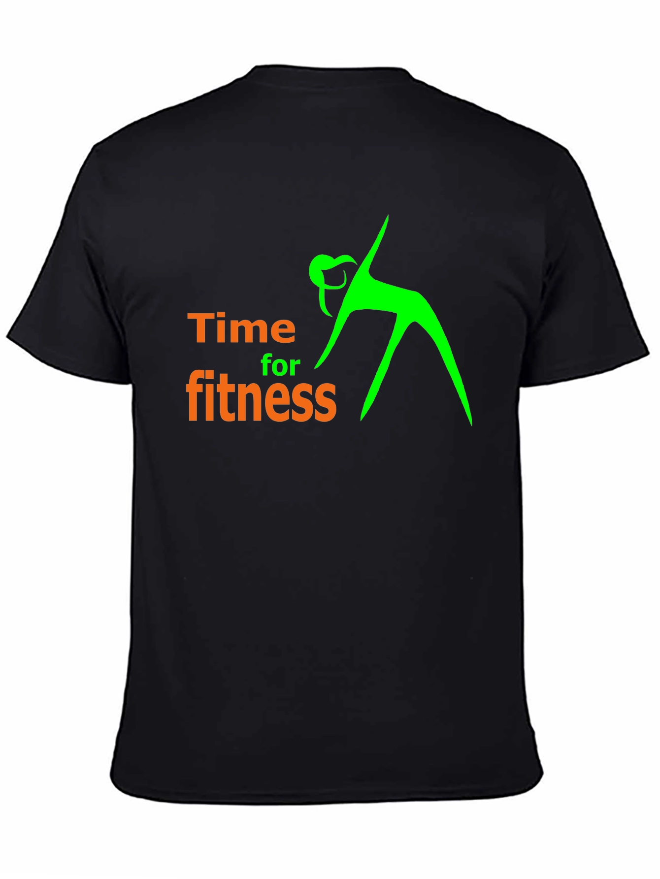 Time For Fitness Black Graphic T-Shirt