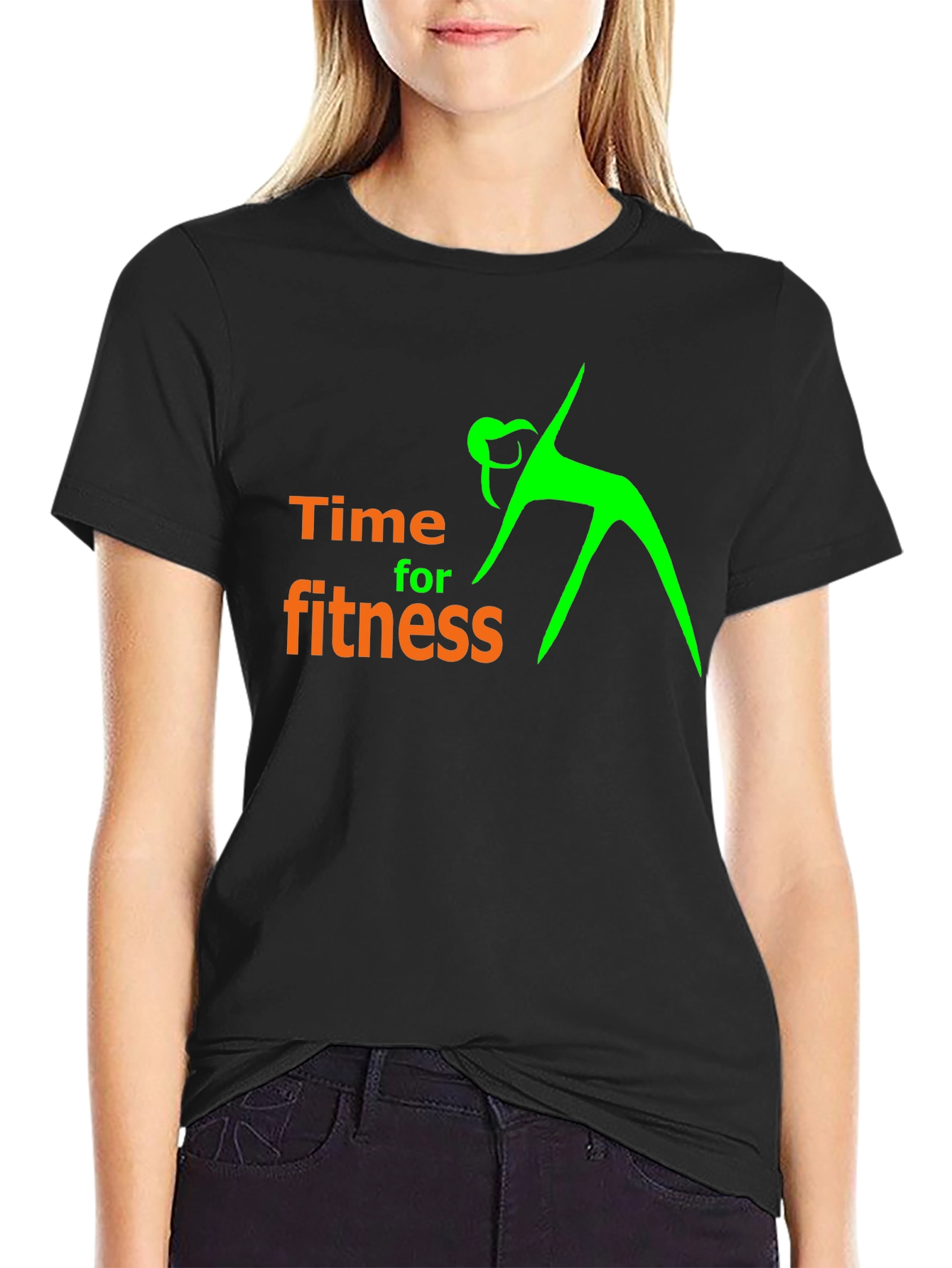 Time For Fitness Black Graphic T-Shirt