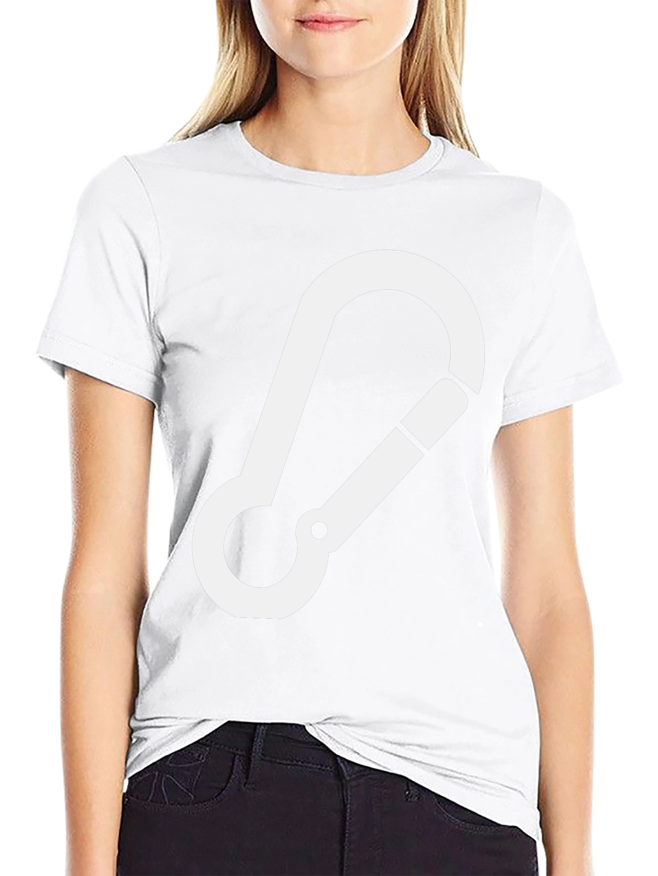 Black T-Shirt with White Carabiner Design