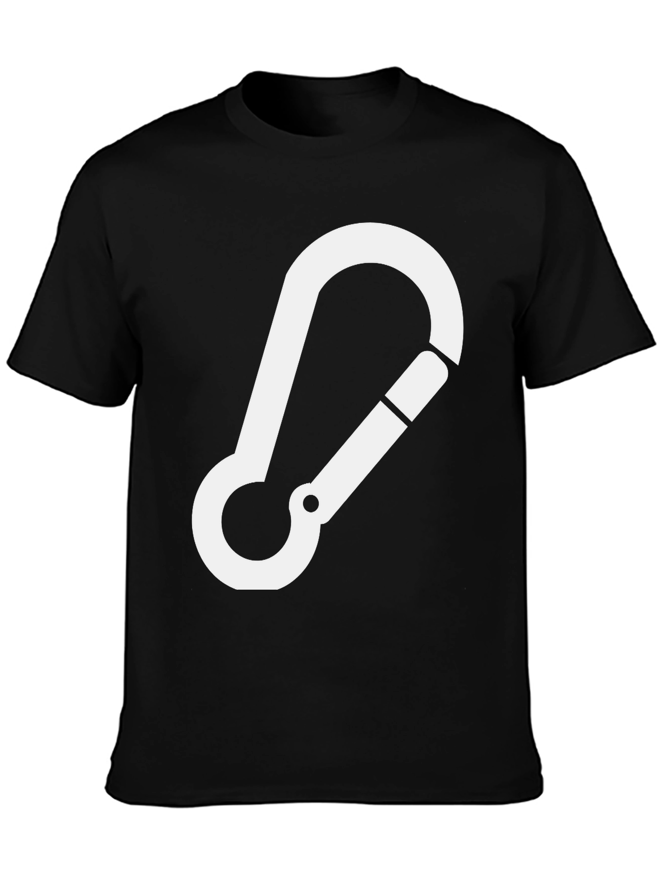 Black T-Shirt with White Carabiner Design