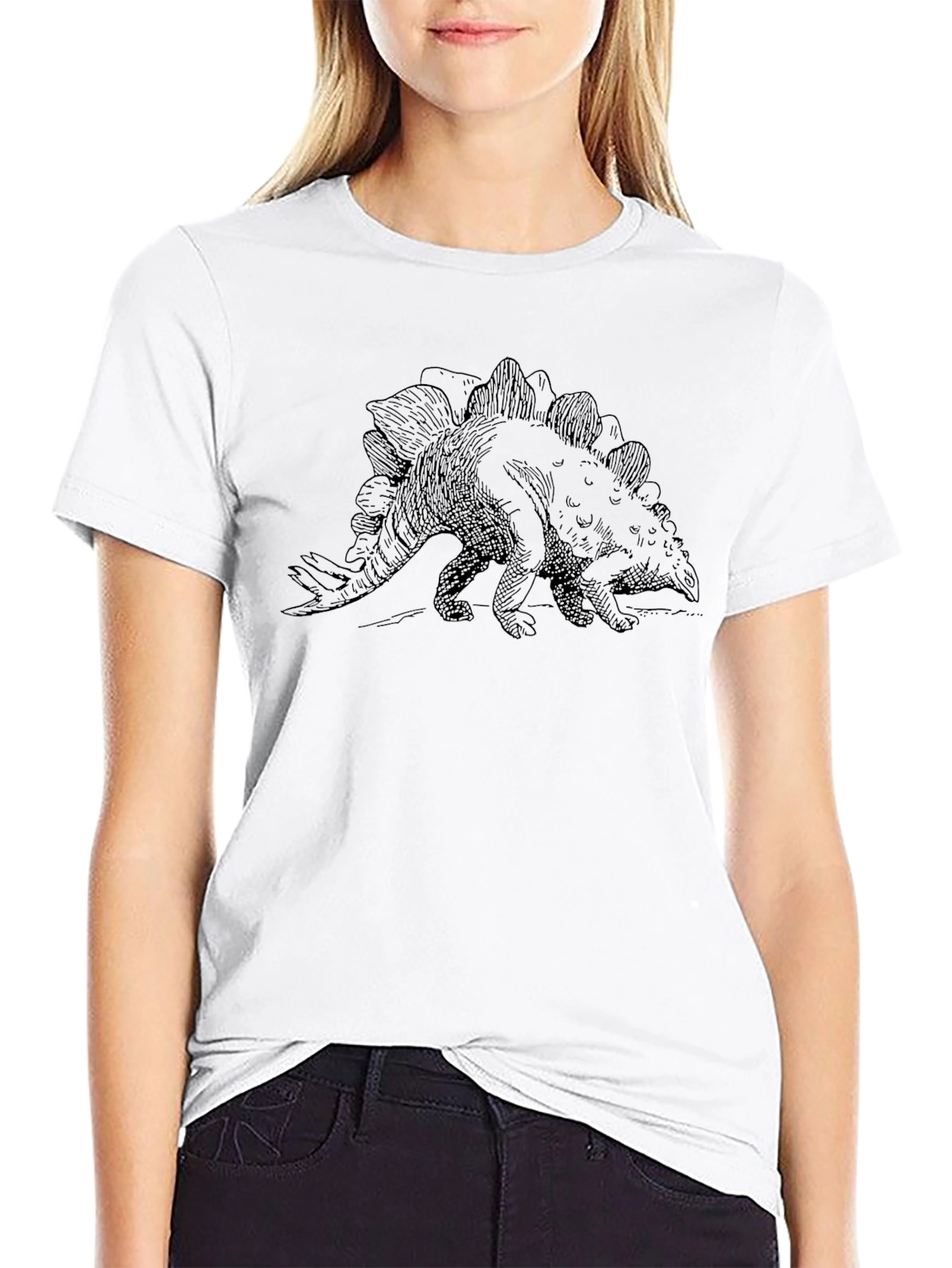 Stegosaurus Graphic Black T-Shirt - Dinosaur Tee