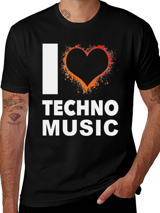 I Heart Techno Music Black T-Shirt