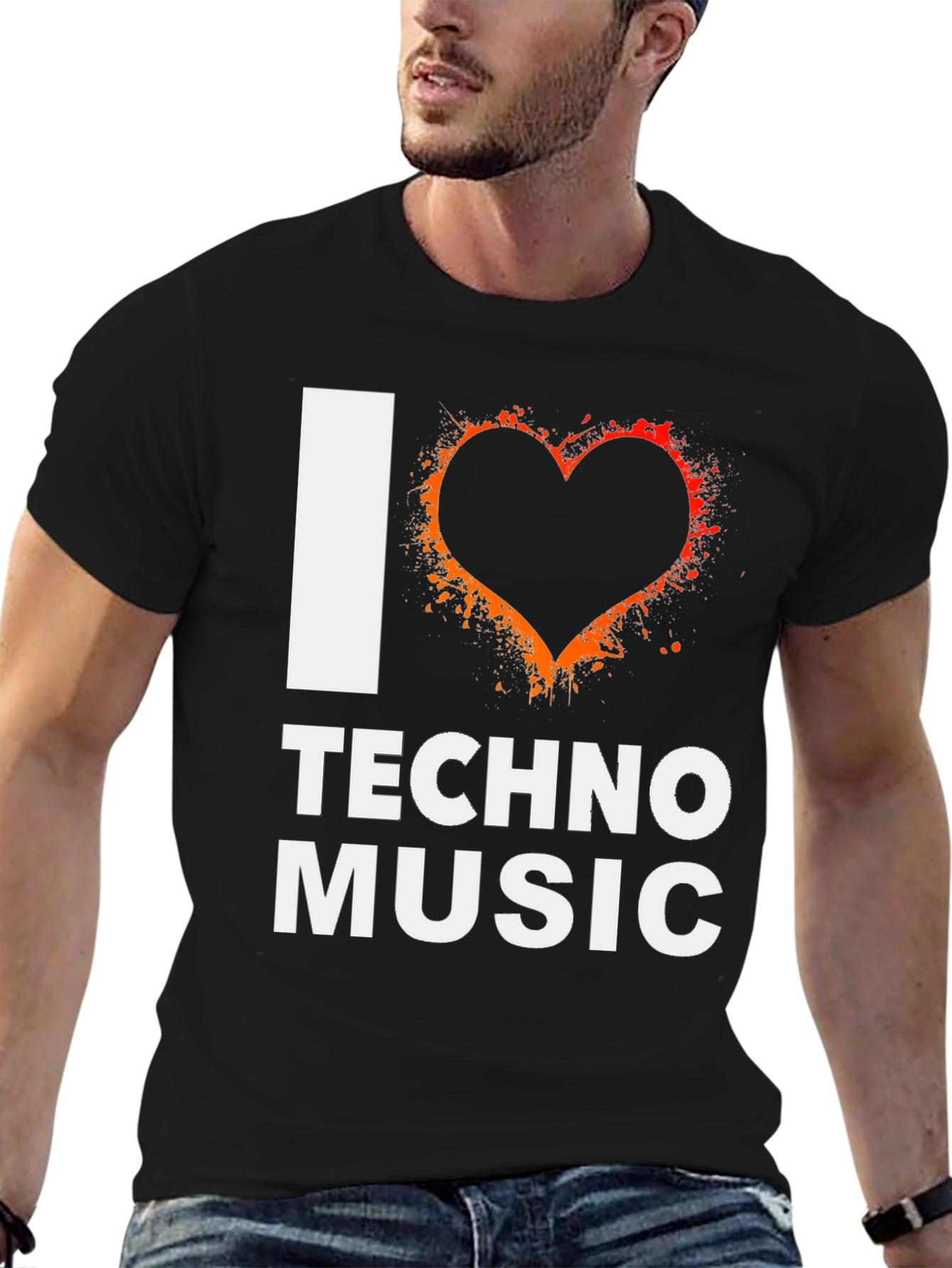 I Heart Techno Music Black T-Shirt
