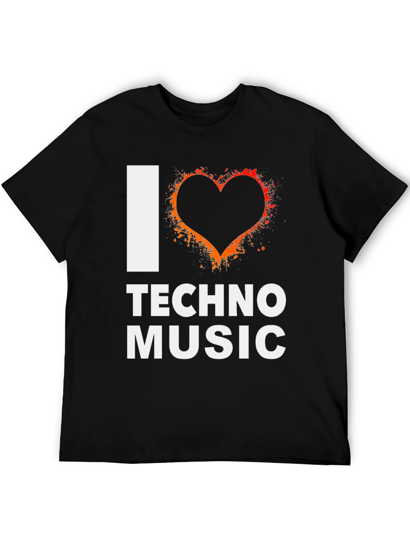 I Heart Techno Music Black T-Shirt