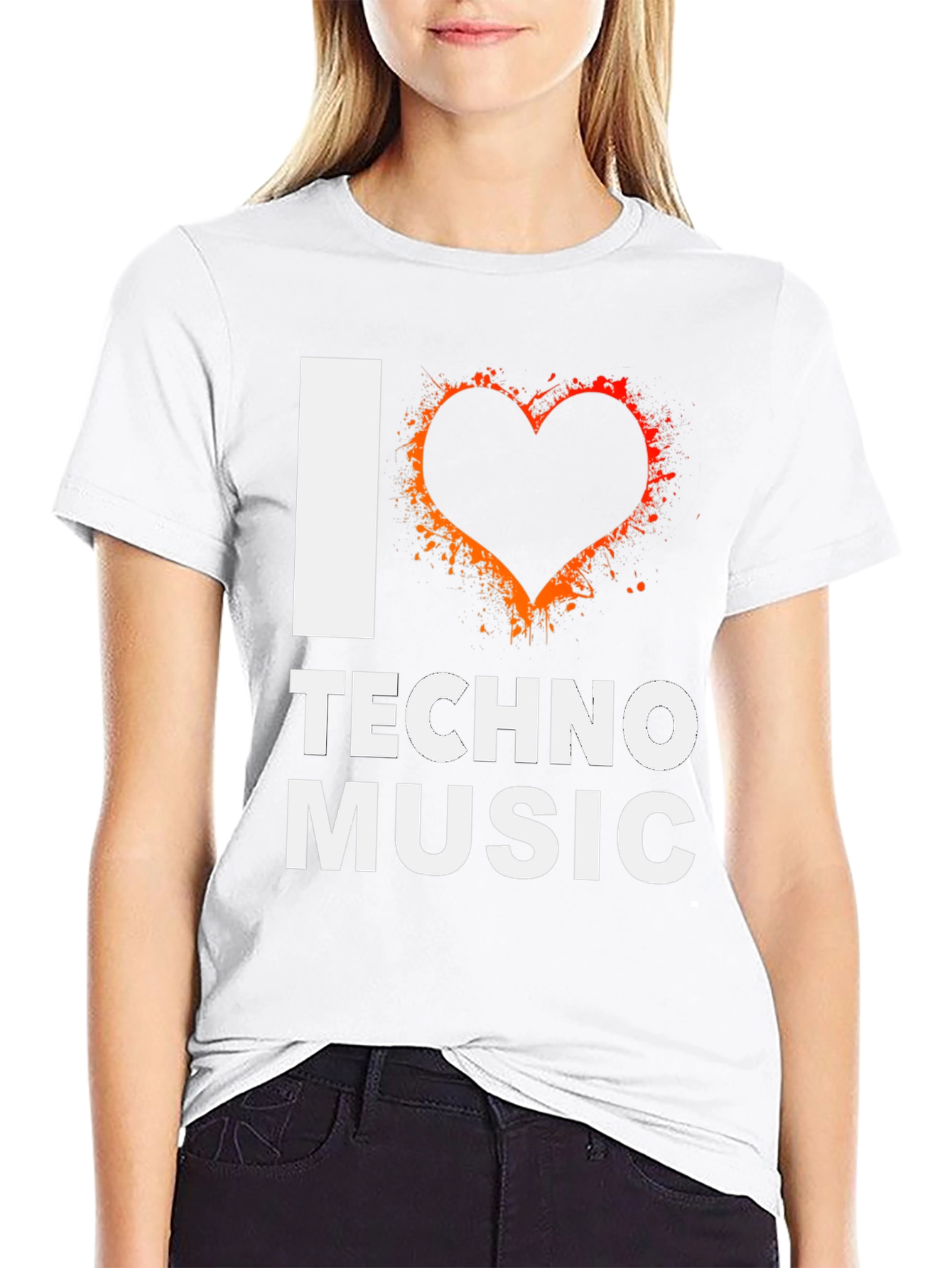I Heart Techno Music Black T-Shirt