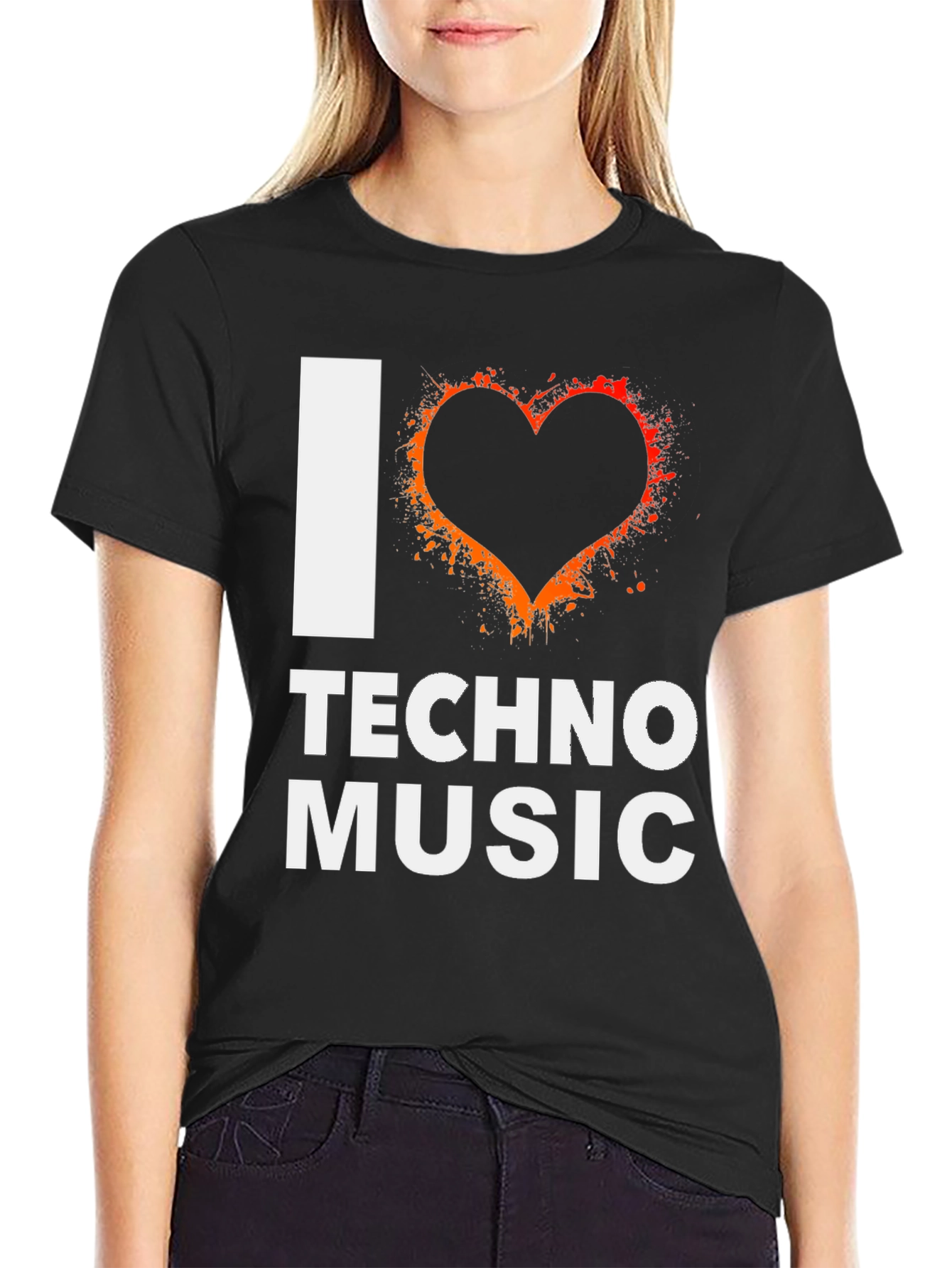 I Heart Techno Music Black T-Shirt