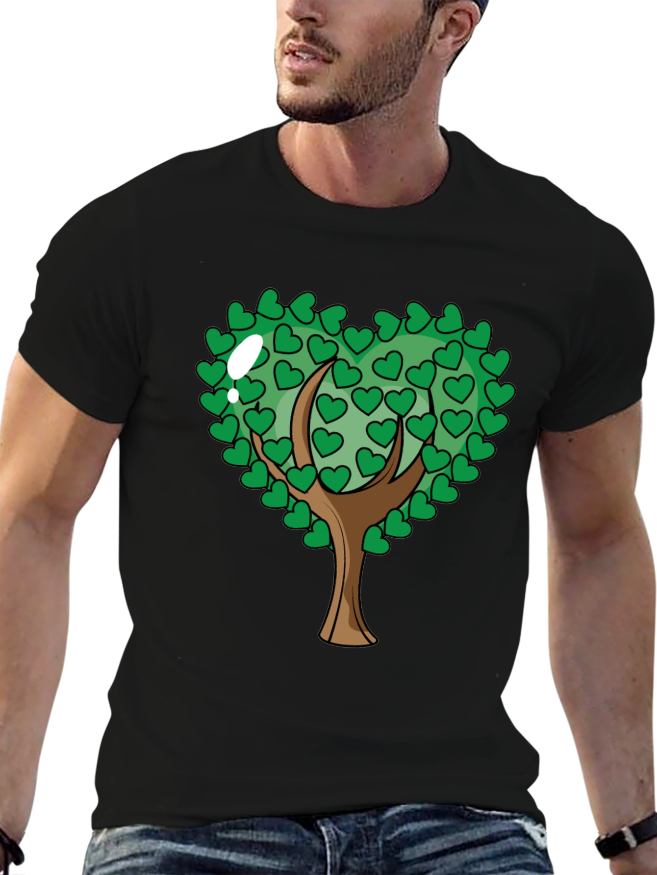 Heart Tree Graphic Black T-Shirt