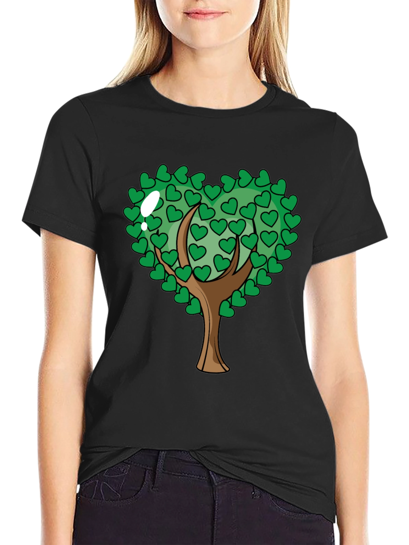Heart Tree Graphic Black T-Shirt