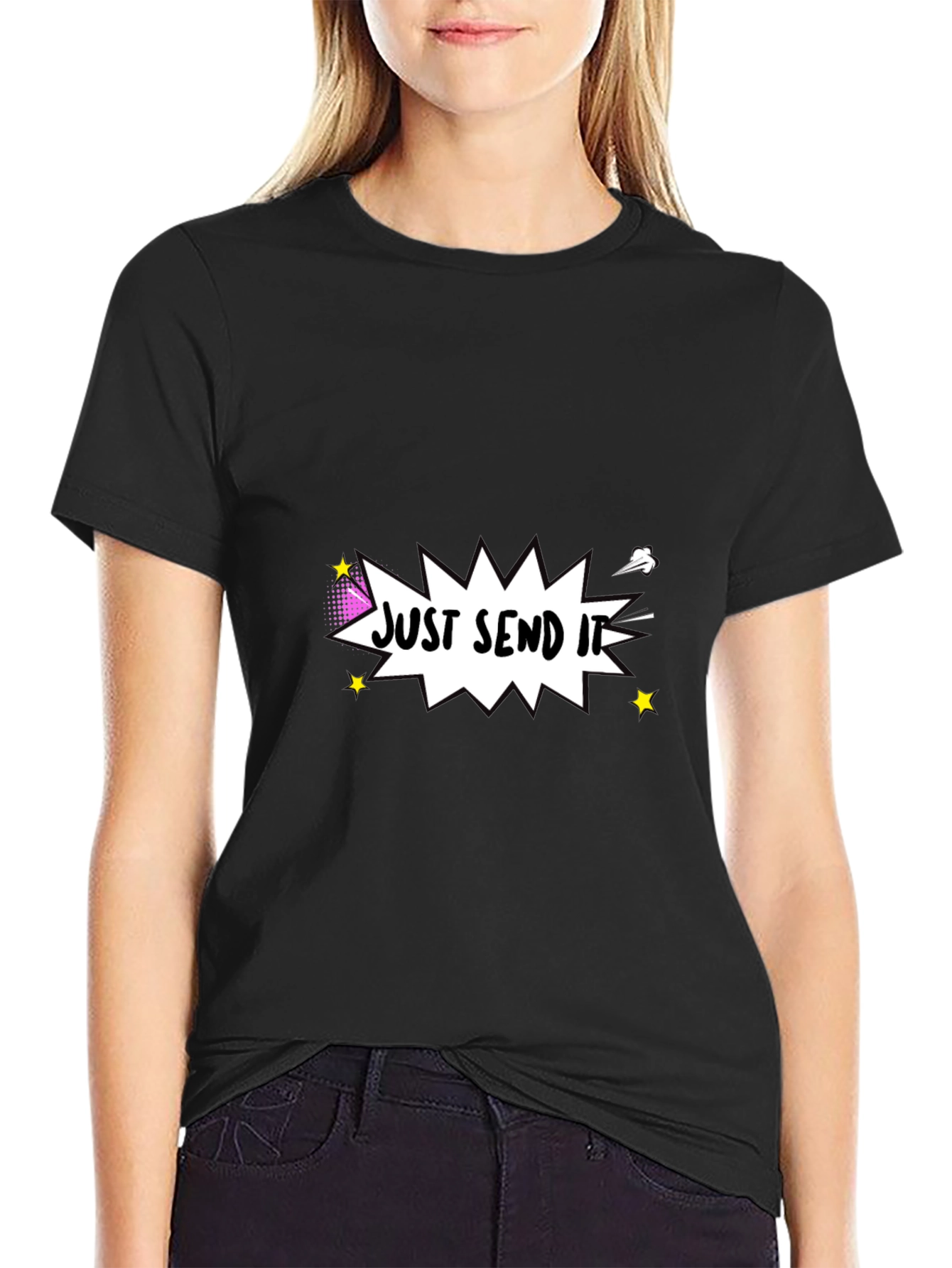 Just Send It Graphic Tee - Black Cotton T-Shirt