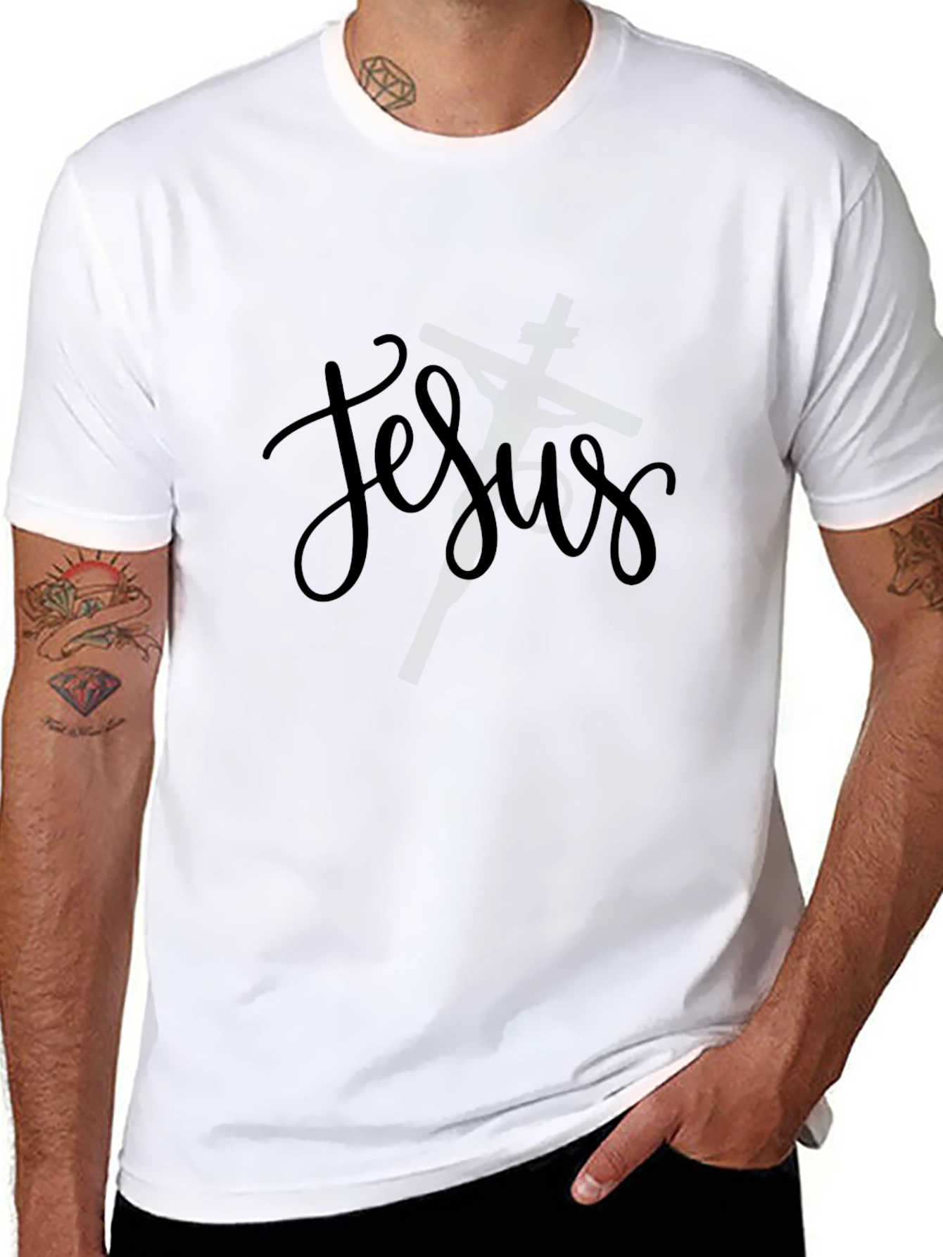 Jesus Script Black T-Shirt Christian Apparel