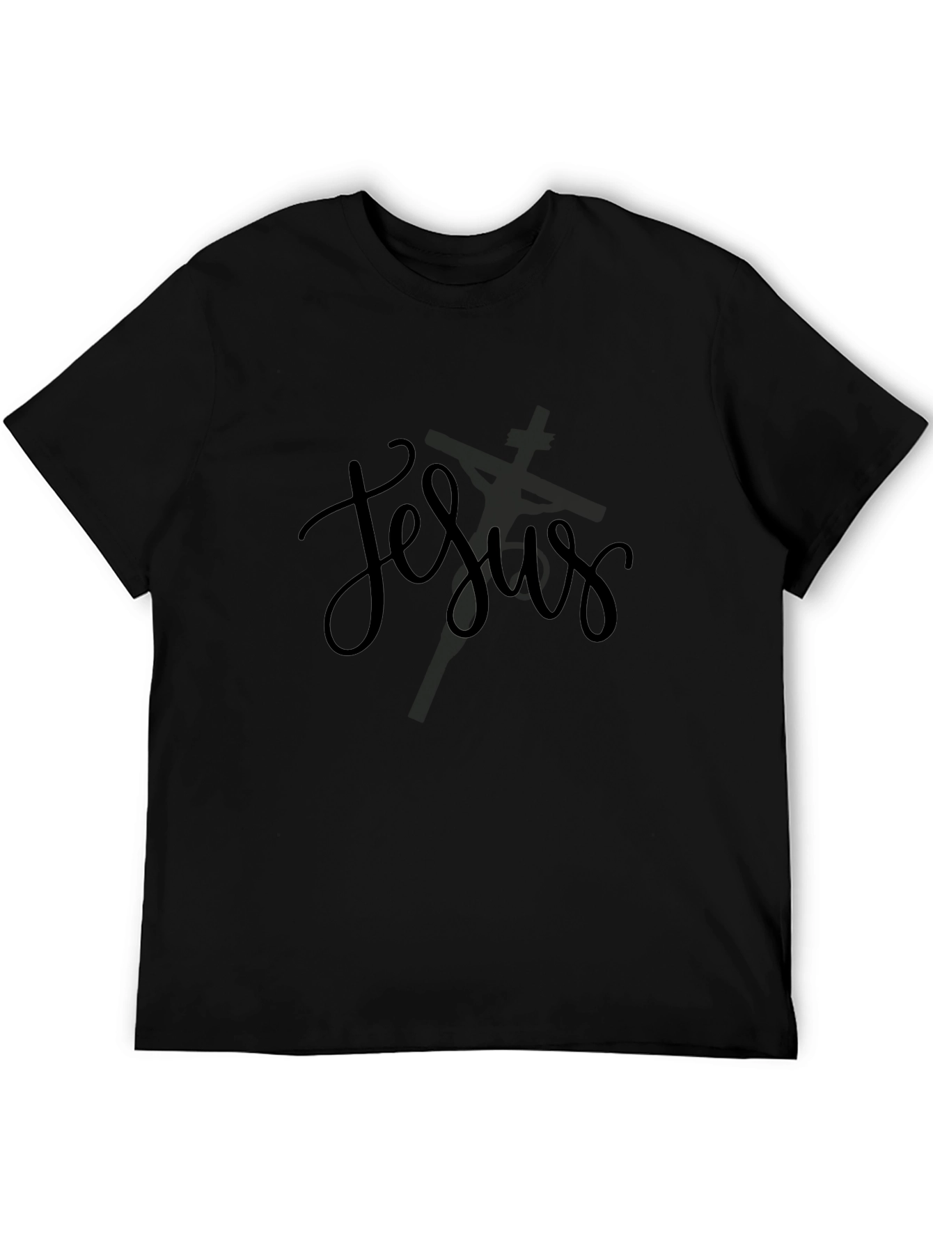 Jesus Script Black T-Shirt Christian Apparel