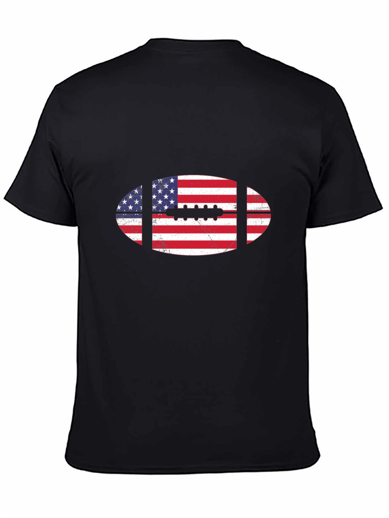 American Flag Football Black T-Shirt