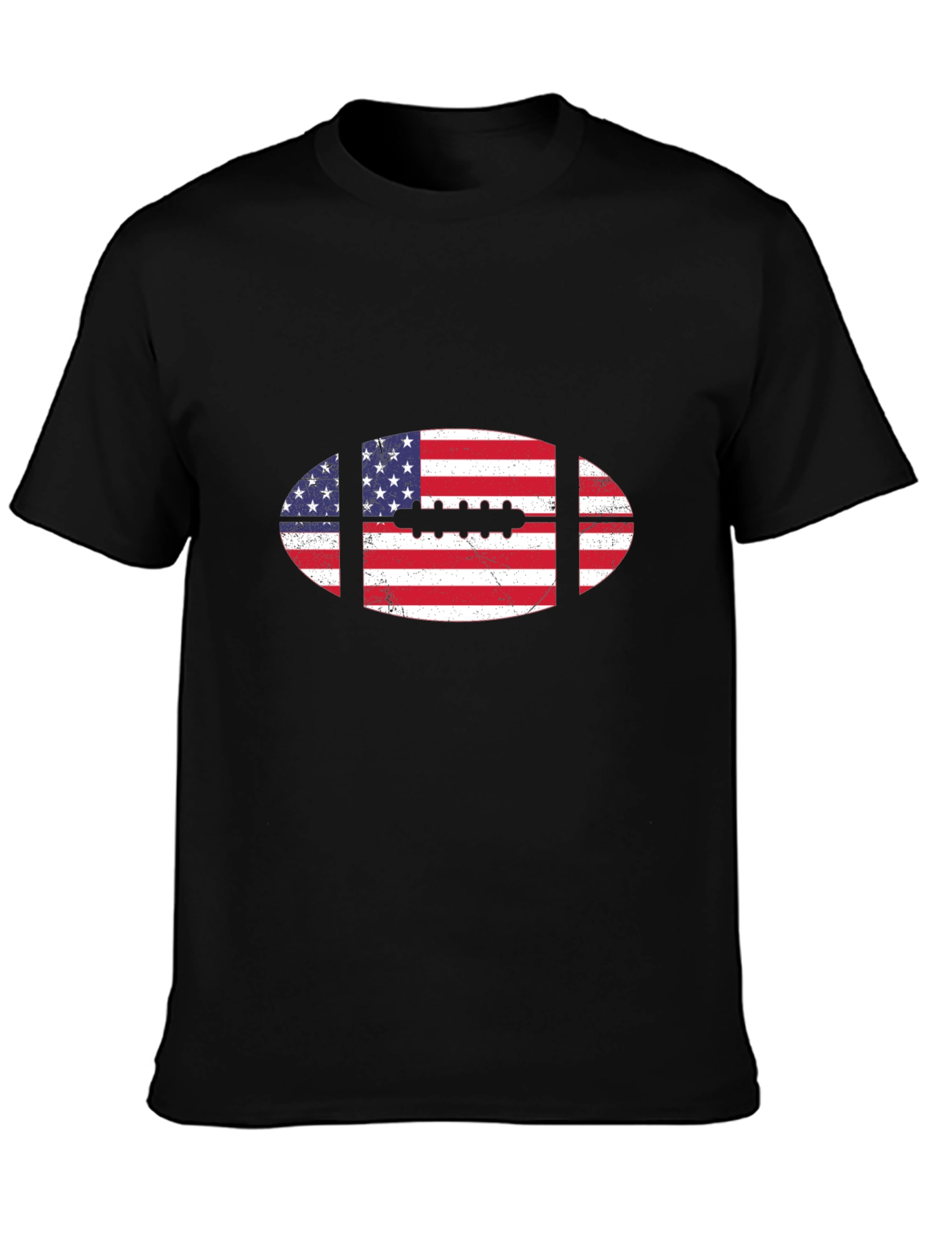 American Flag Football Black T-Shirt