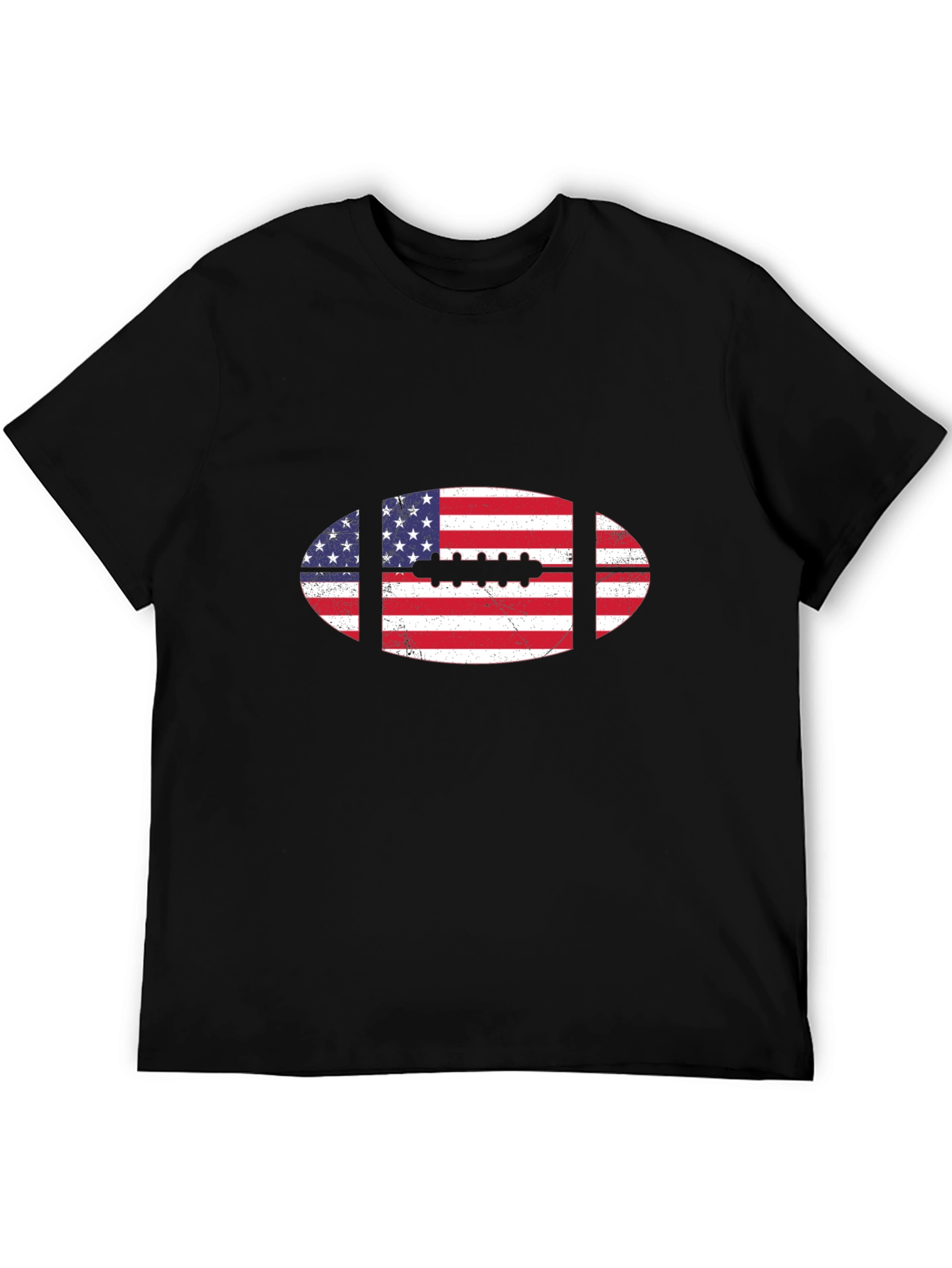 American Flag Football Black T-Shirt