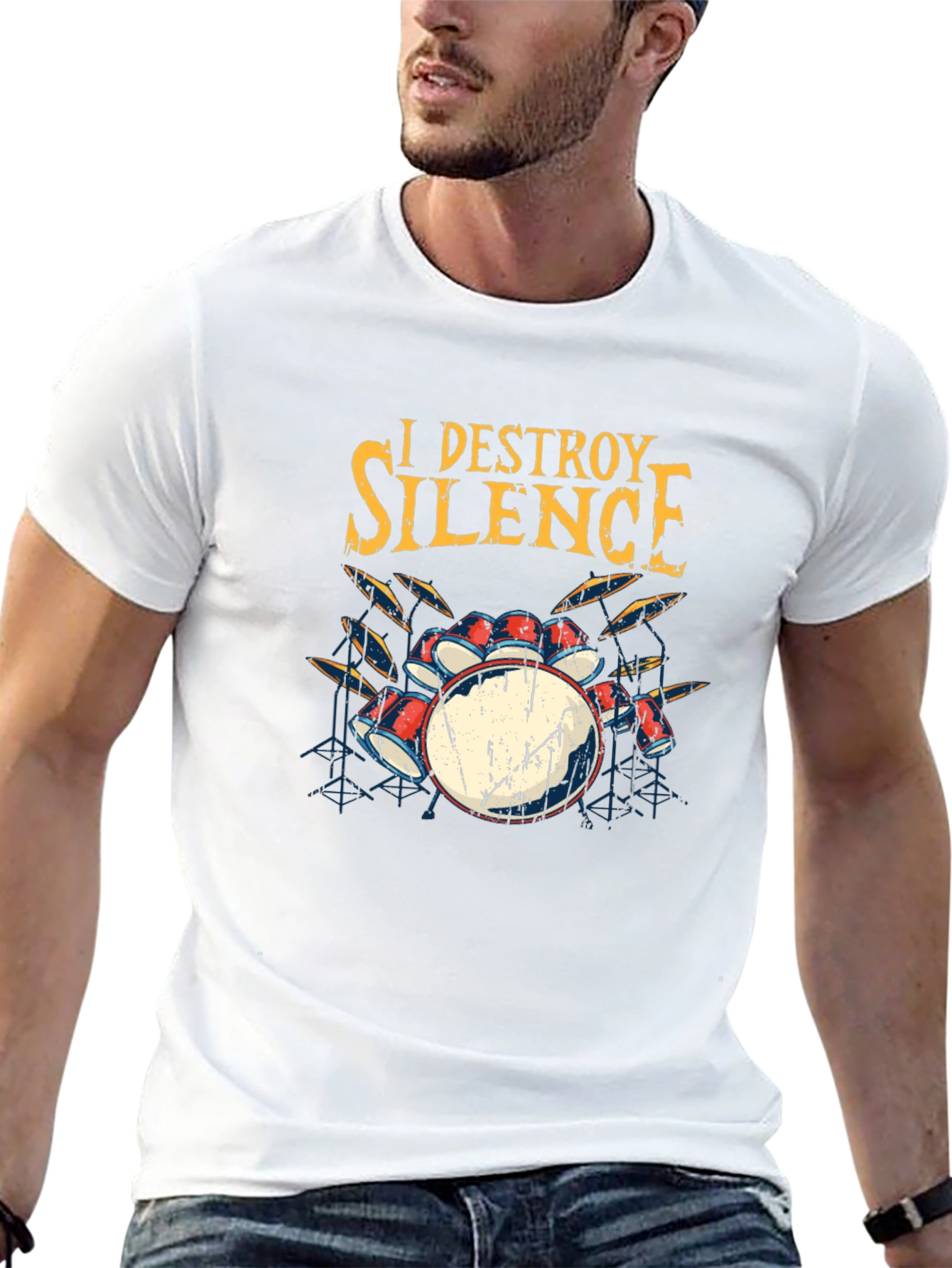 I Destroy Silence Drummer Graphic T-Shirt