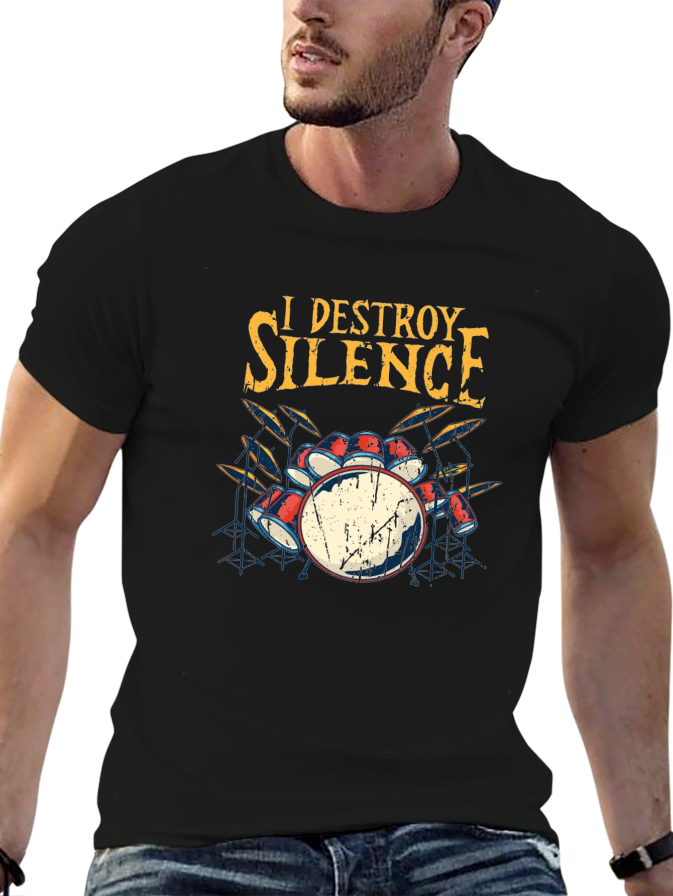 I Destroy Silence Drummer Graphic T-Shirt
