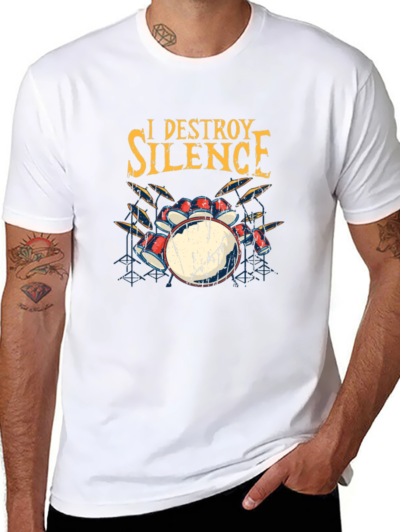 I Destroy Silence Drummer Graphic T-Shirt