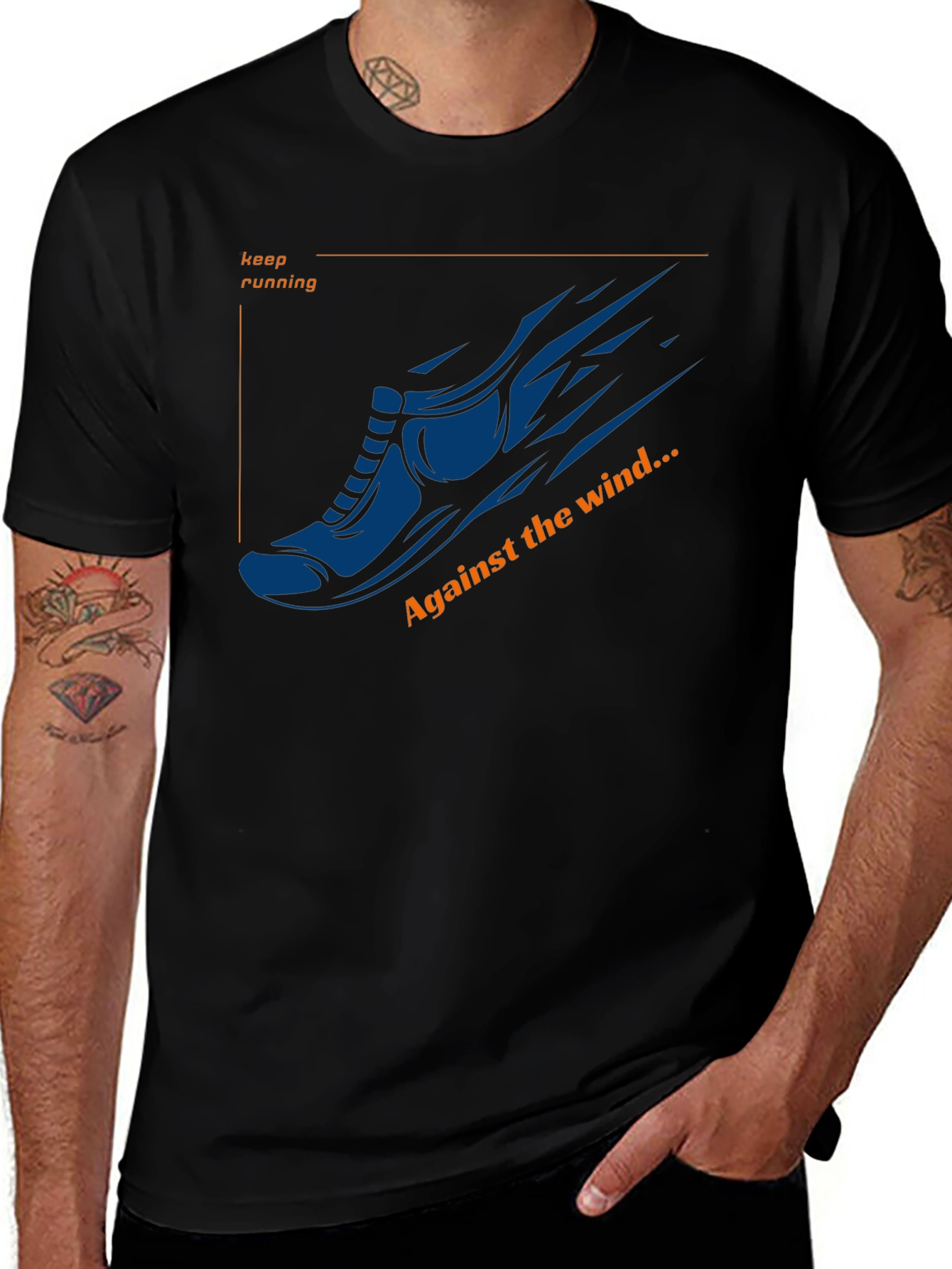 Mens Running Shoe Graphic T-Shirt - Against the Wind