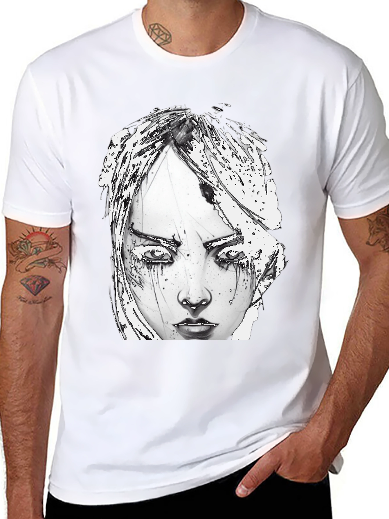 Artistic Graphic Print Tee - Edgy Style