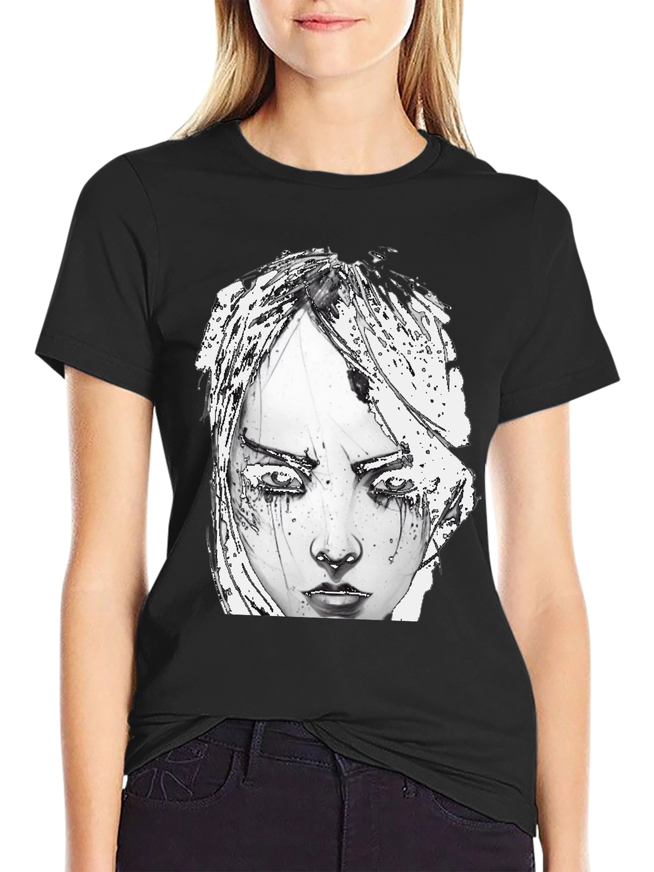 Artistic Graphic Print Tee - Edgy Style