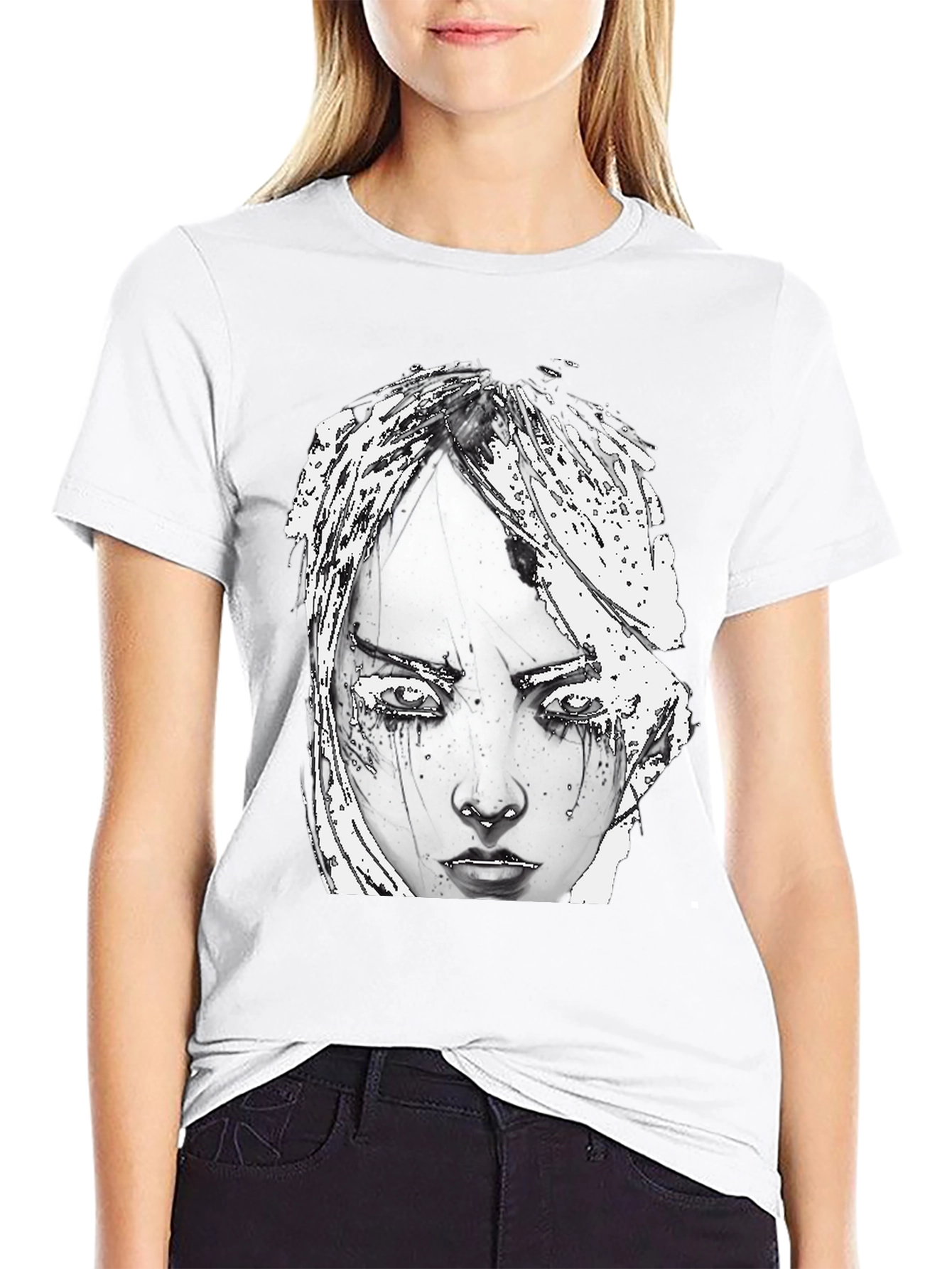 Artistic Graphic Print Tee - Edgy Style