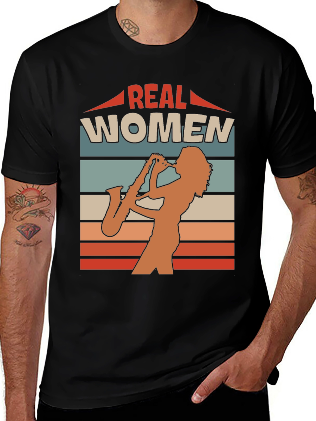 Real Women Saxophone Player Graphic Tee