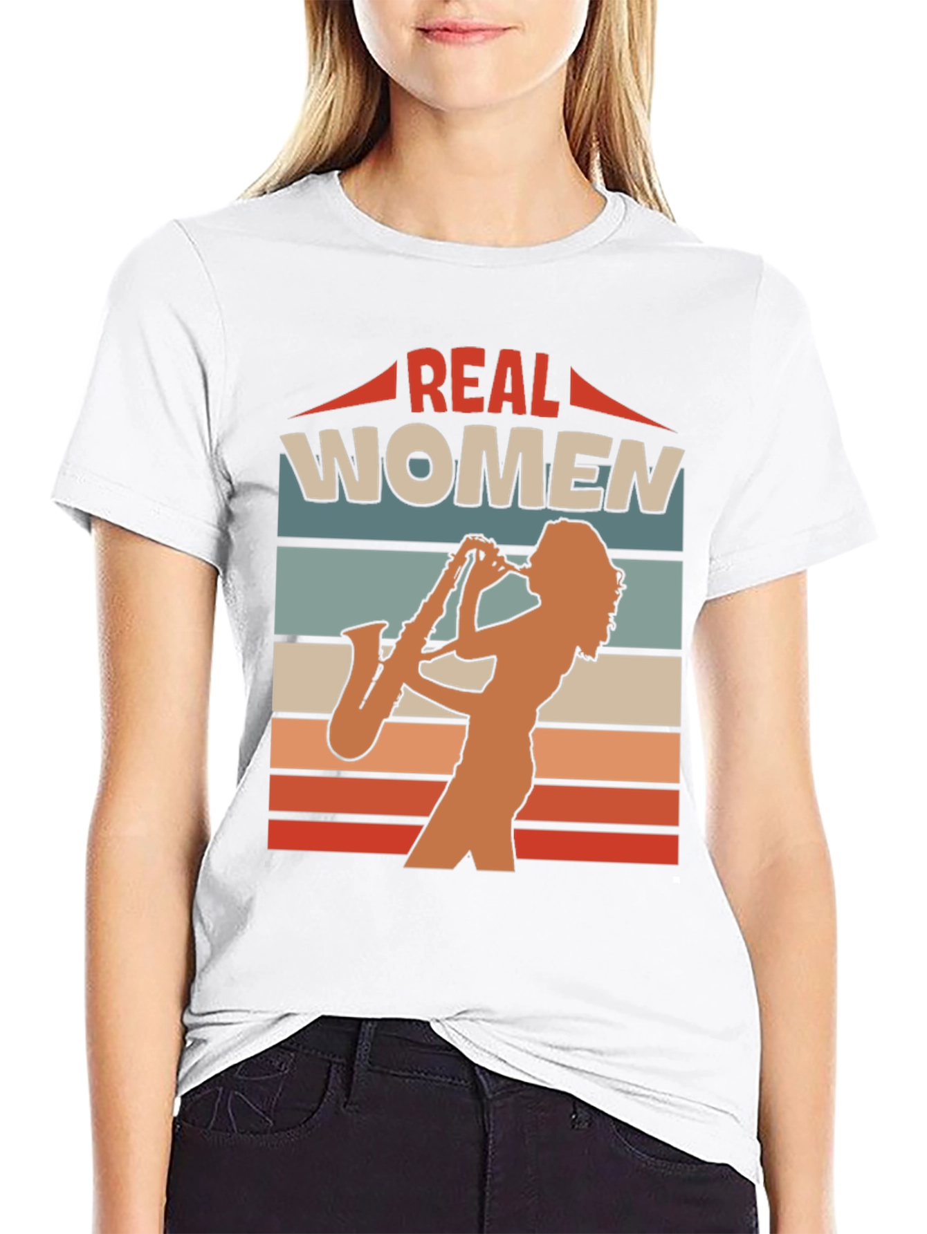 Real Women Saxophone Player Graphic Tee