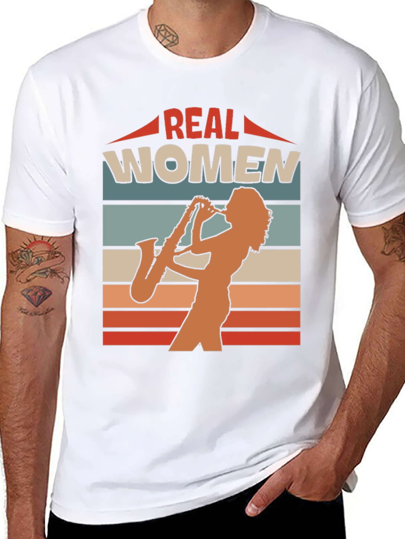 Real Women Saxophone Player Graphic Tee