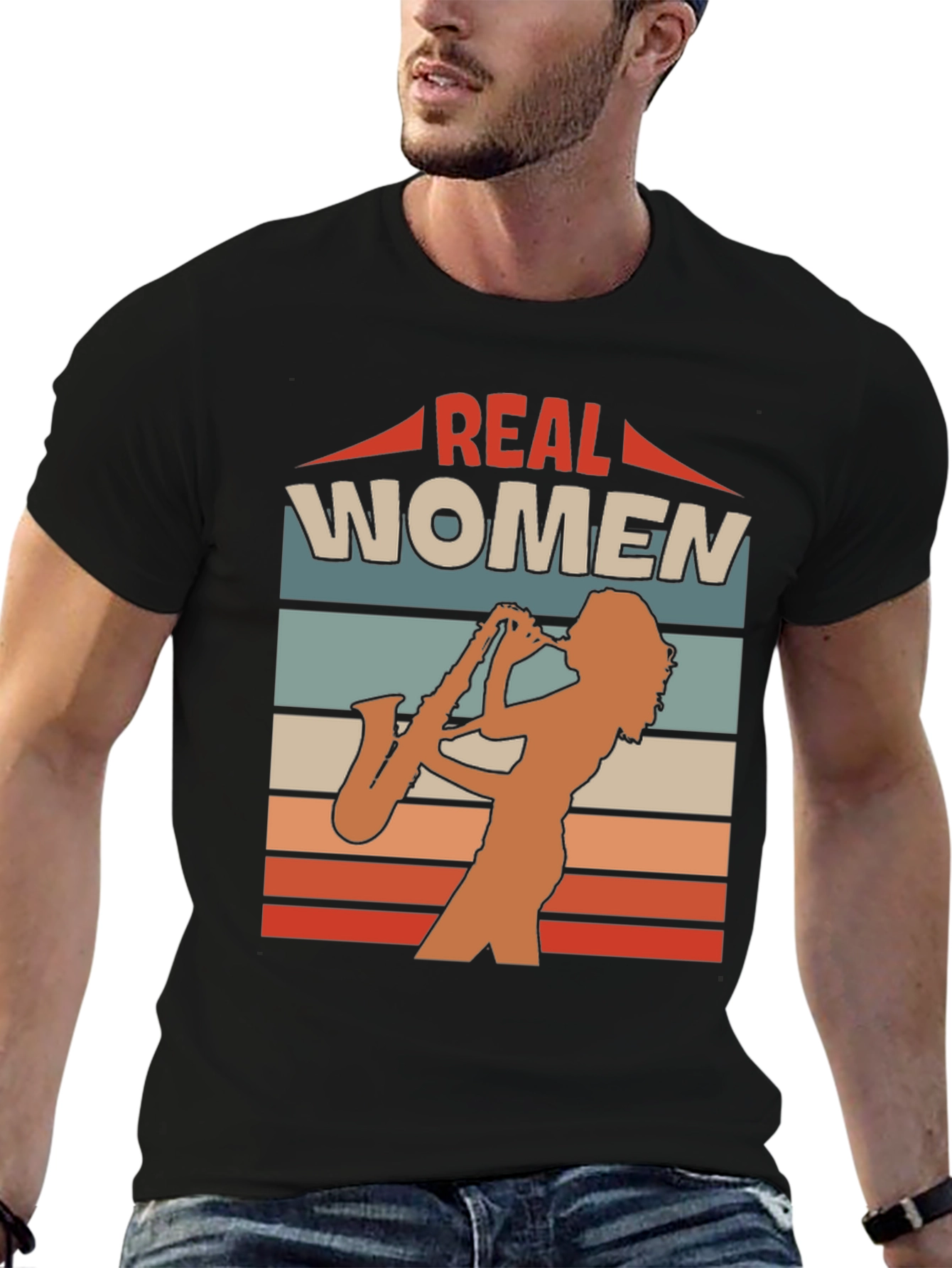 Real Women Saxophone Player Graphic Tee