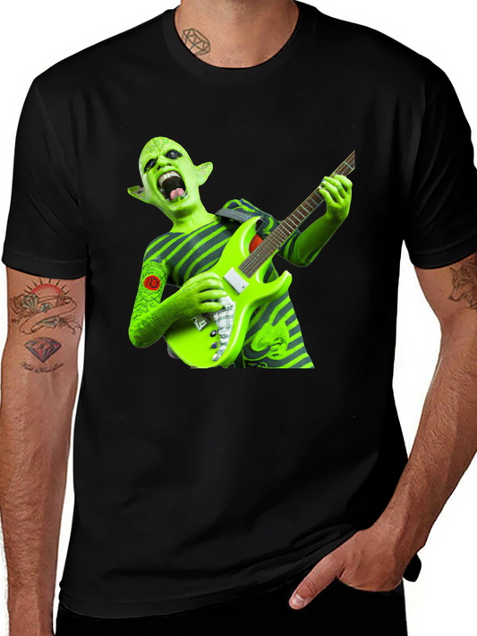 Green Alien Guitarist Graphic Tee