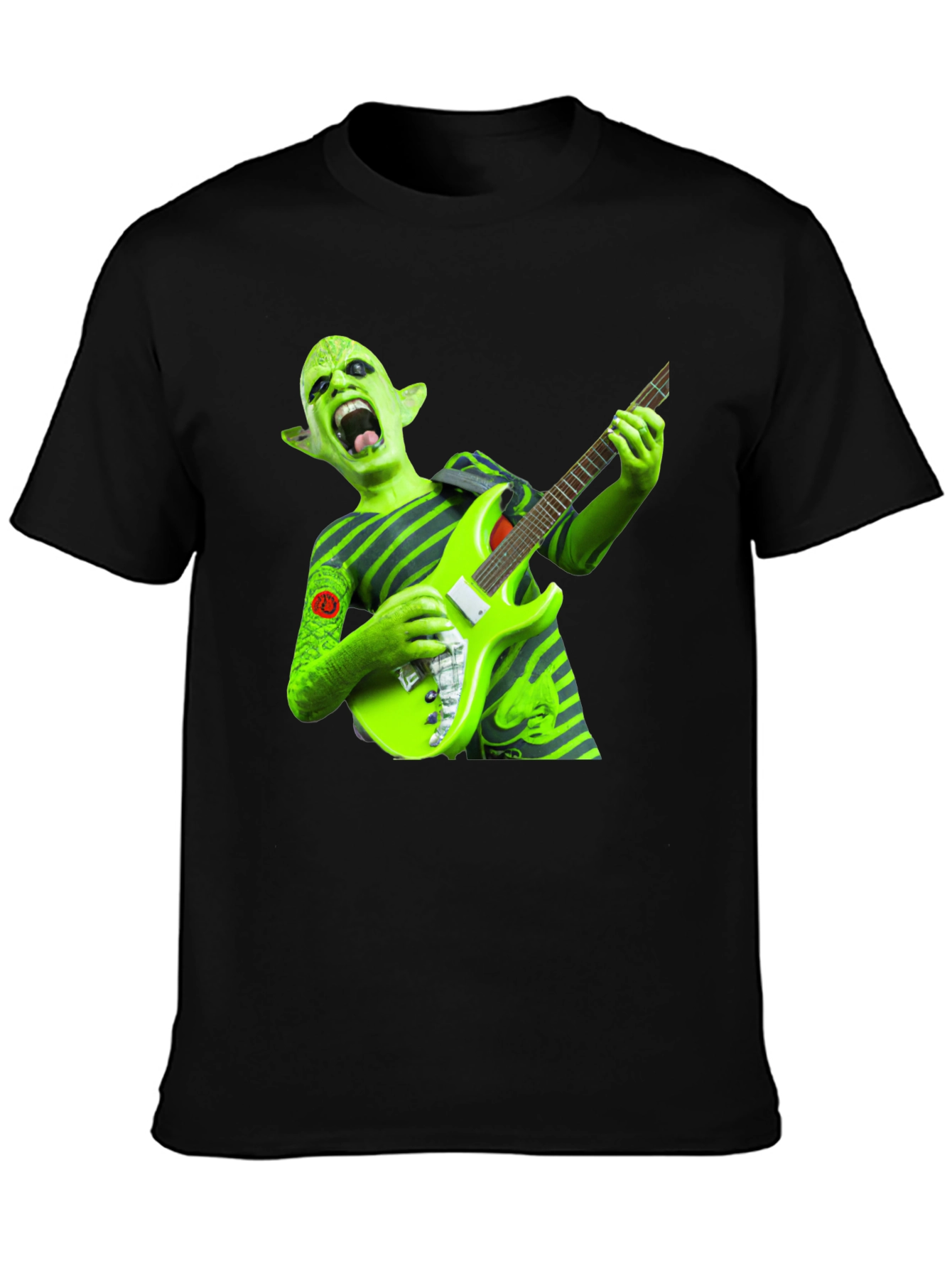Green Alien Guitarist Graphic Tee