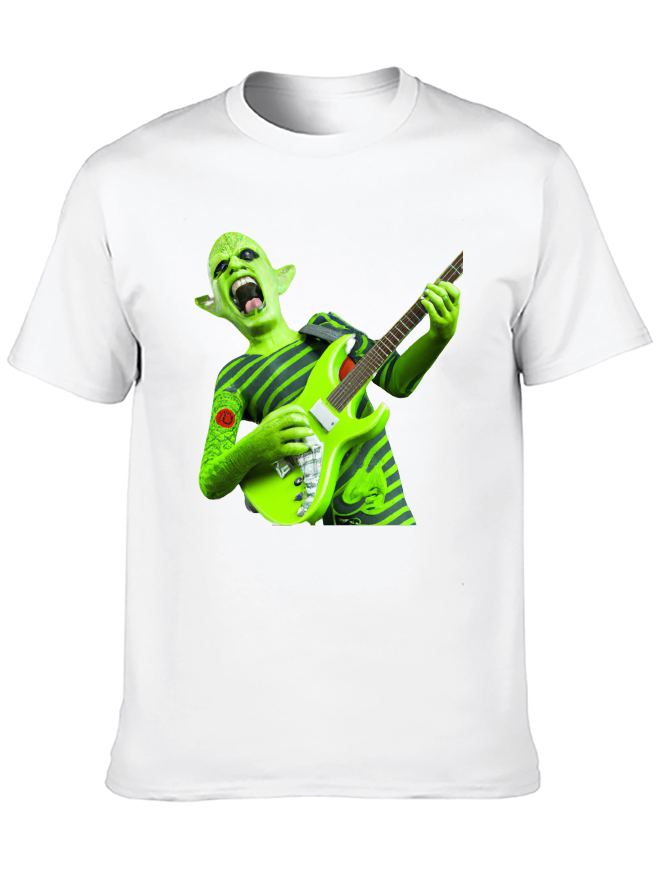Green Alien Guitarist Graphic Tee