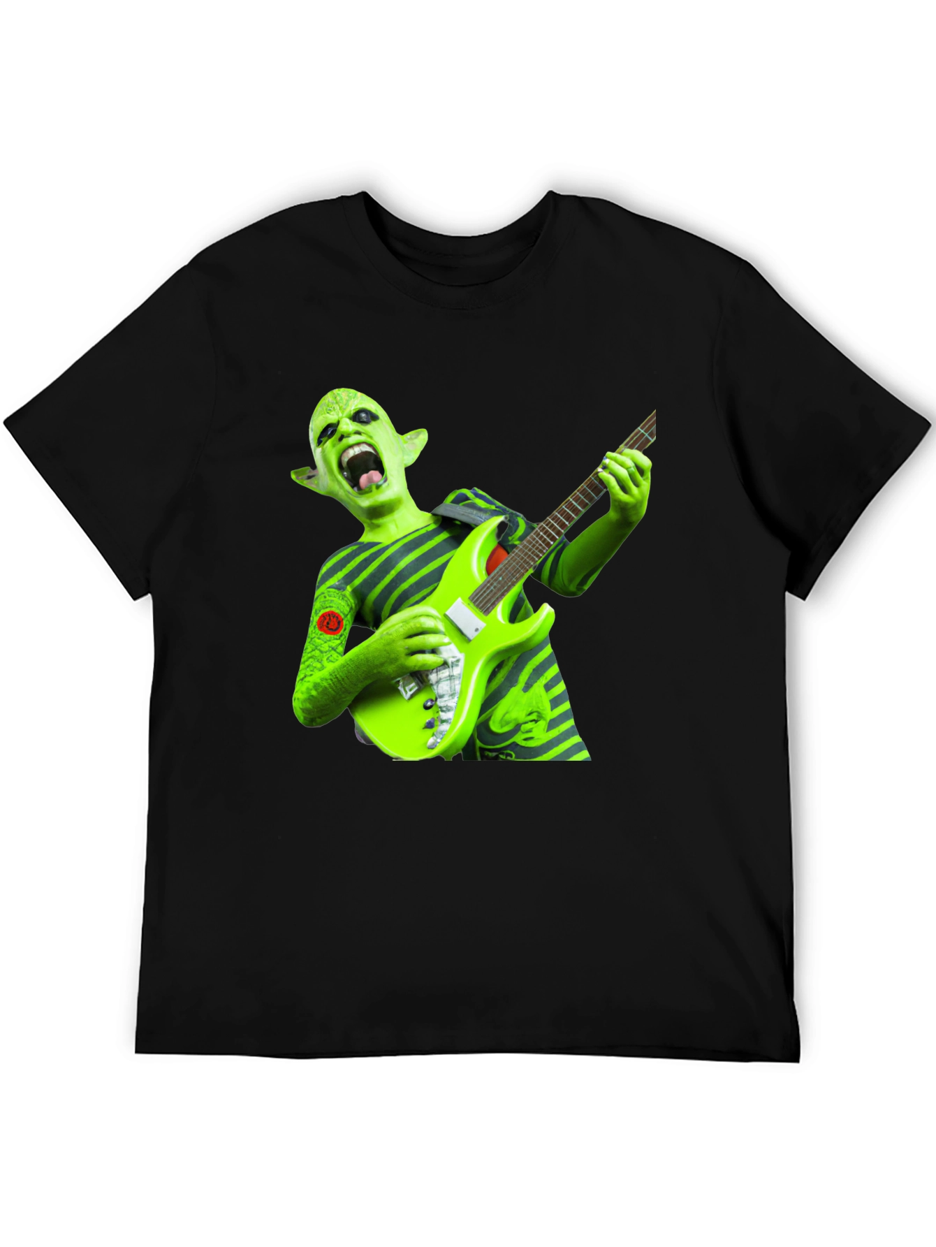 Green Alien Guitarist Graphic Tee