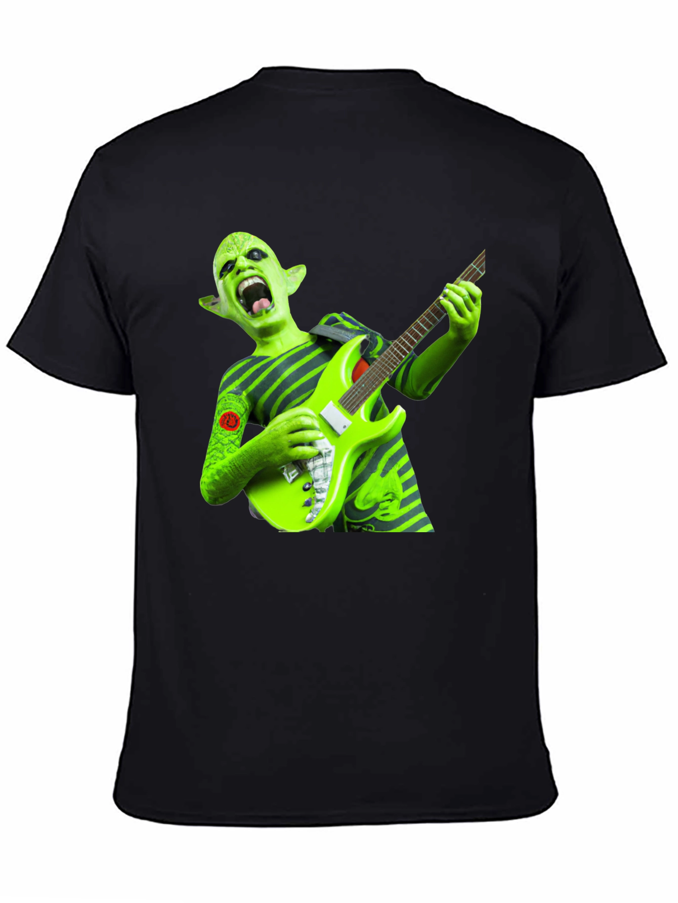Green Alien Guitarist Graphic Tee
