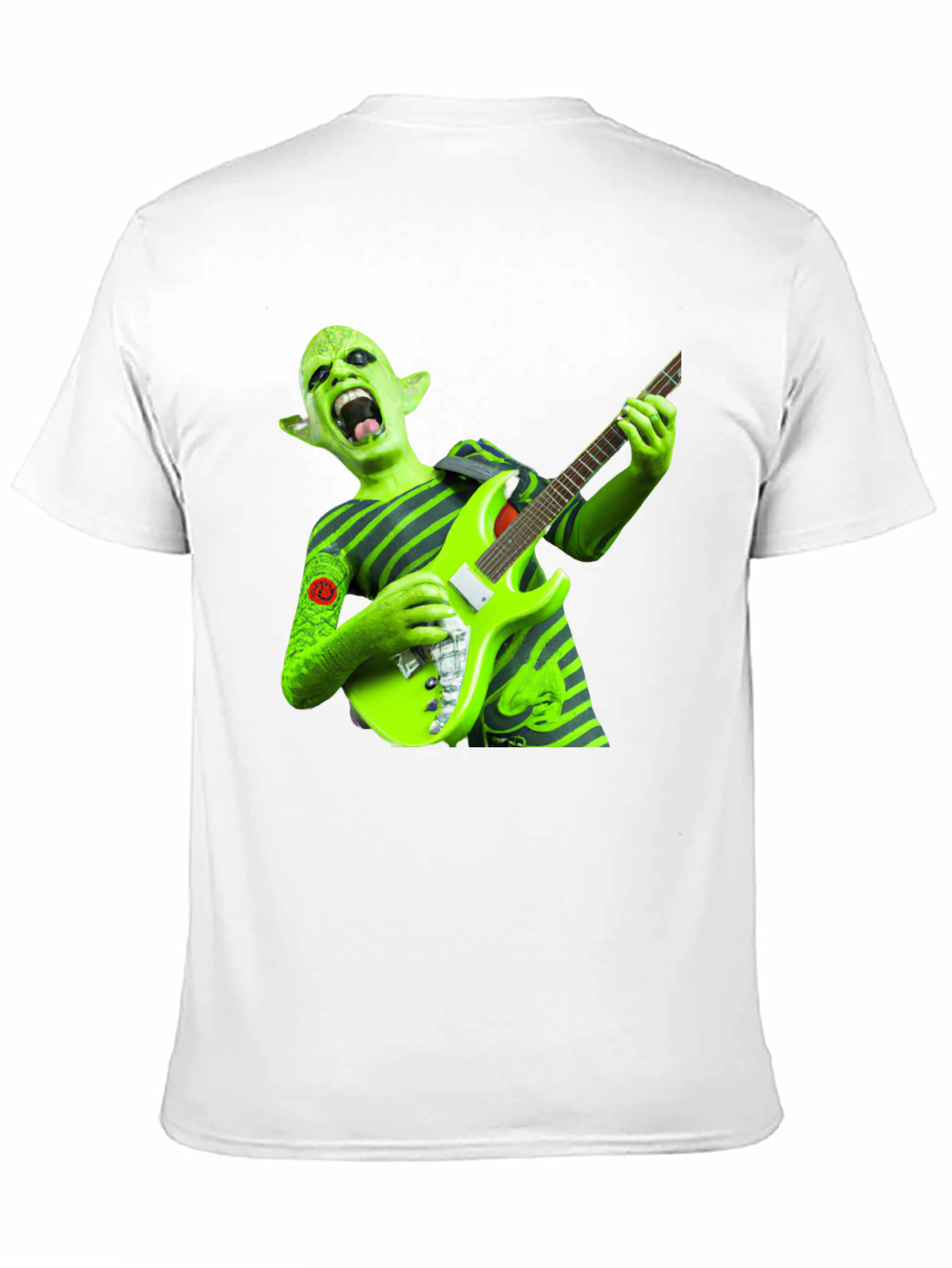Green Alien Guitarist Graphic Tee