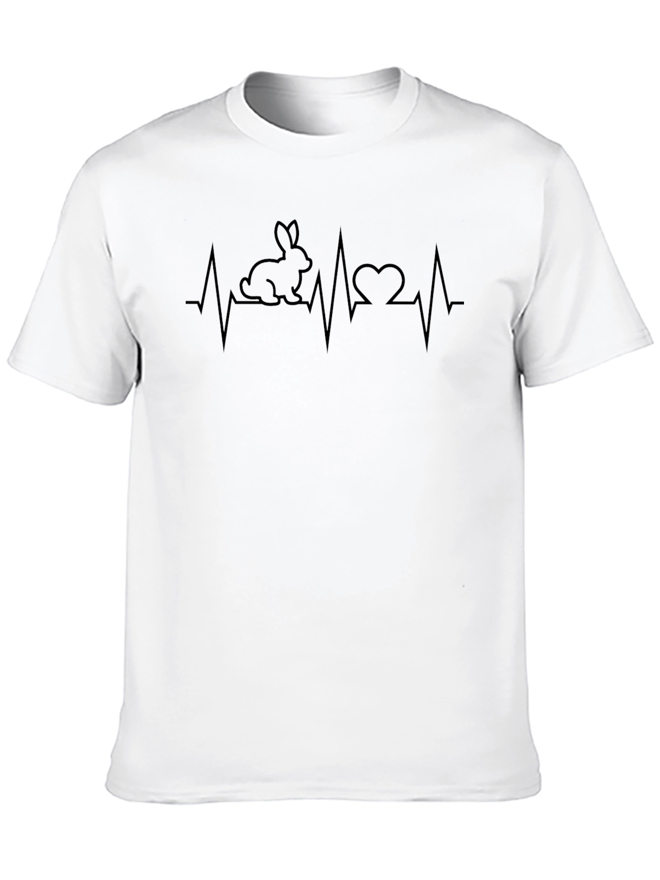 Bunny Heartbeat Graphic Tee - Black Unisex T-Shirt