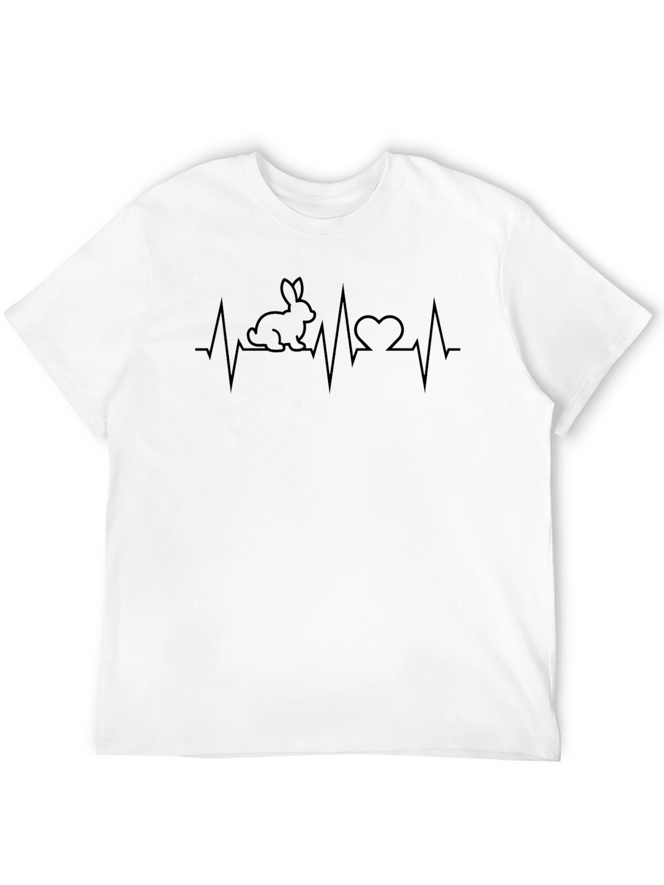 Bunny Heartbeat Graphic Tee - Black Unisex T-Shirt