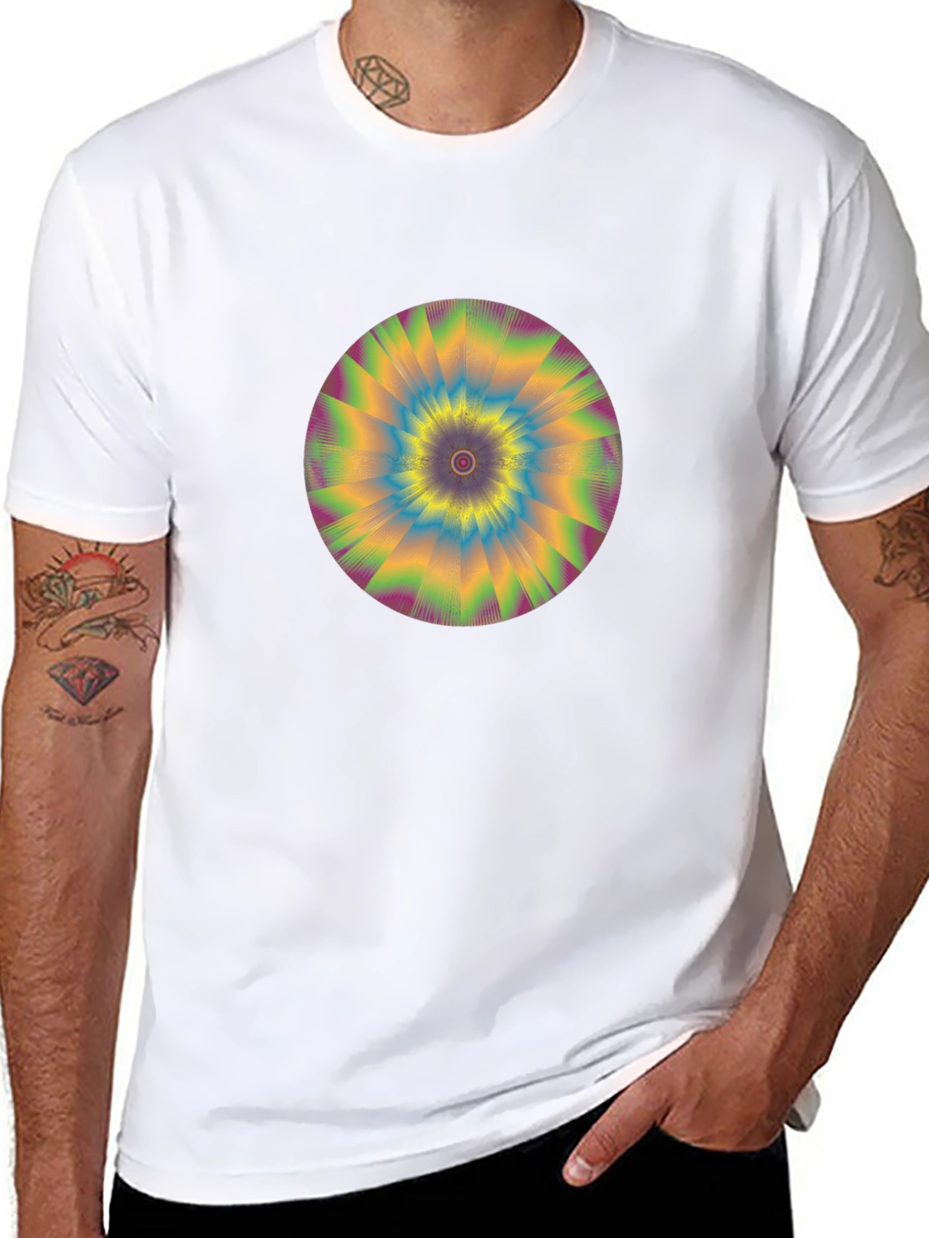 Hypnotic Swirl Graphic Tee - Black Cotton Comfort