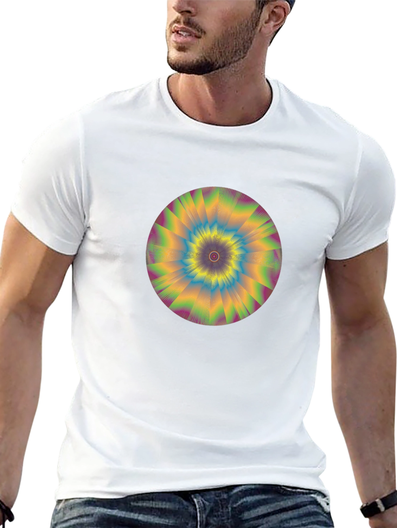 Hypnotic Swirl Graphic Tee - Black Cotton Comfort