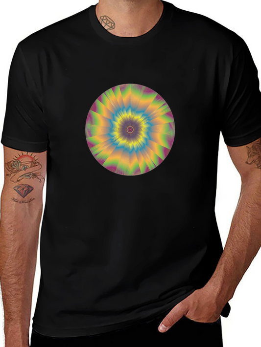 Hypnotic Swirl Graphic Tee - Black Cotton Comfort