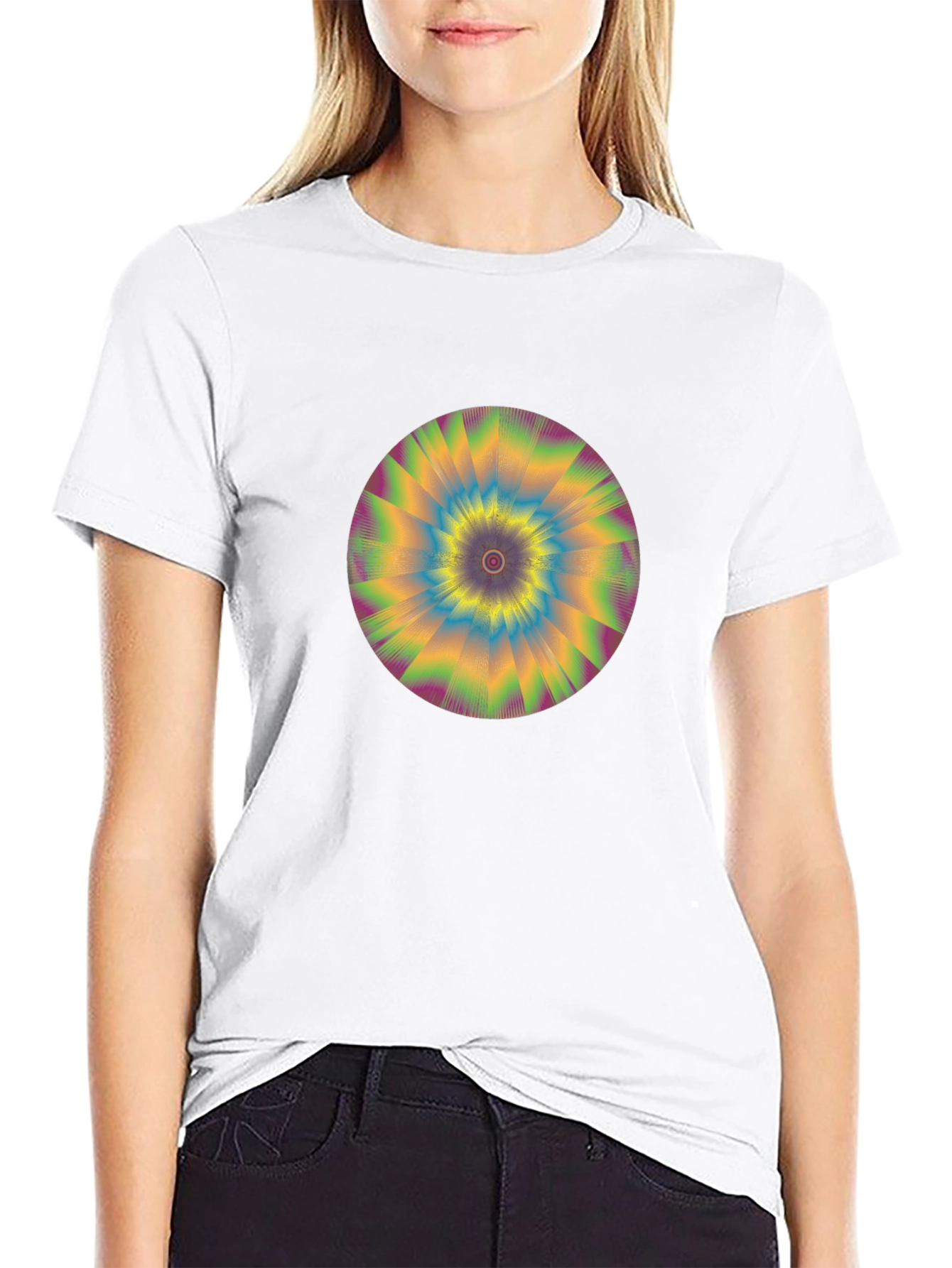 Hypnotic Swirl Graphic Tee - Black Cotton Comfort