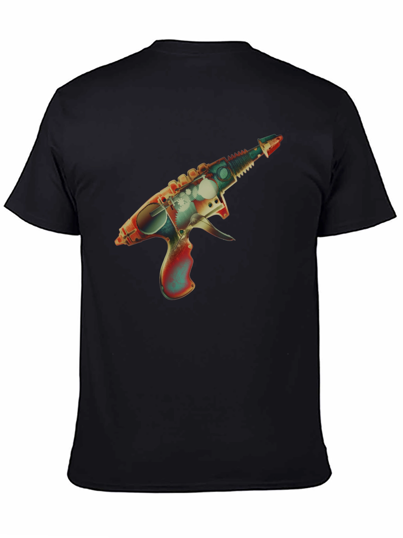 Retro Ray Gun Graphic Tee - Black Cotton Blend