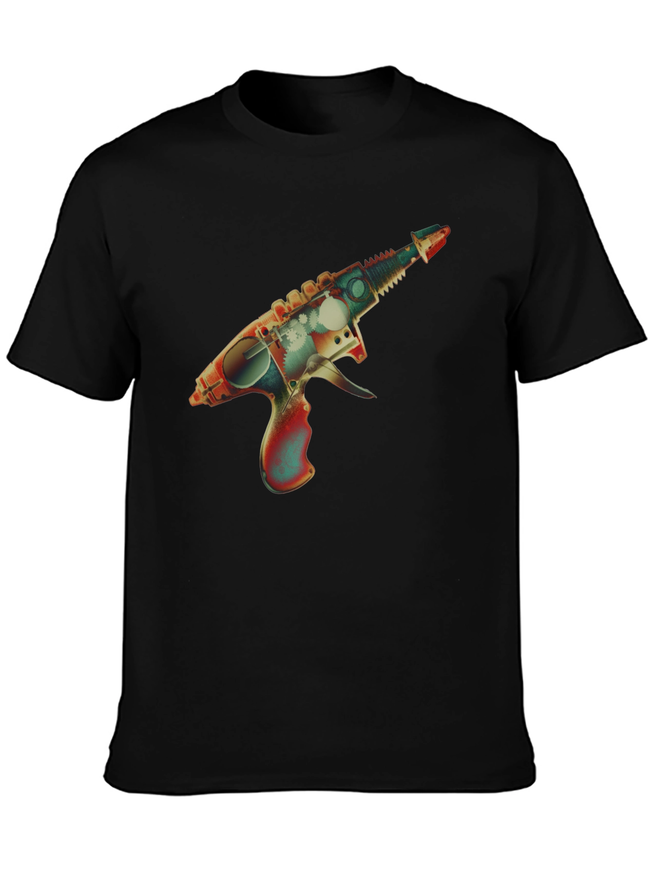 Retro Ray Gun Graphic Tee - Black Cotton Blend