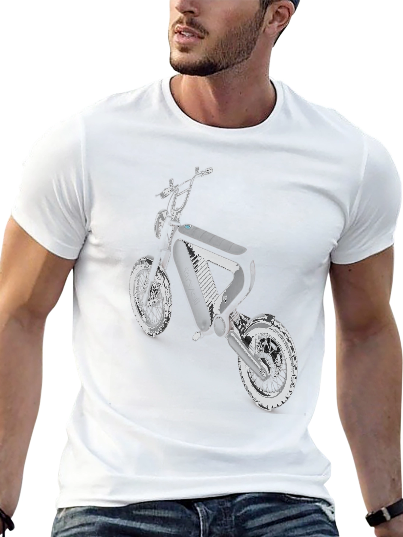 Black T-Shirt with Motorcycle Graphic