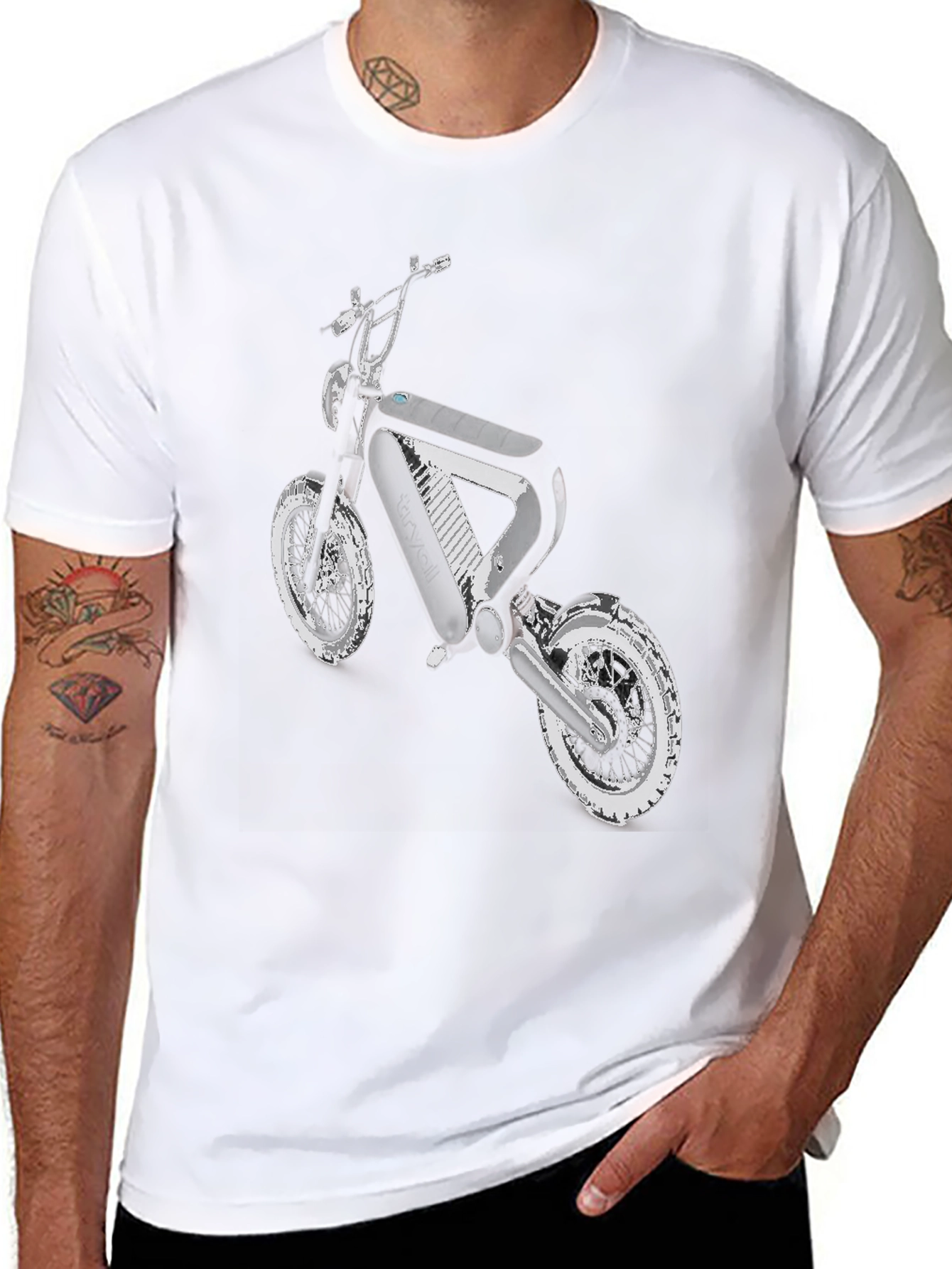 Black T-Shirt with Motorcycle Graphic