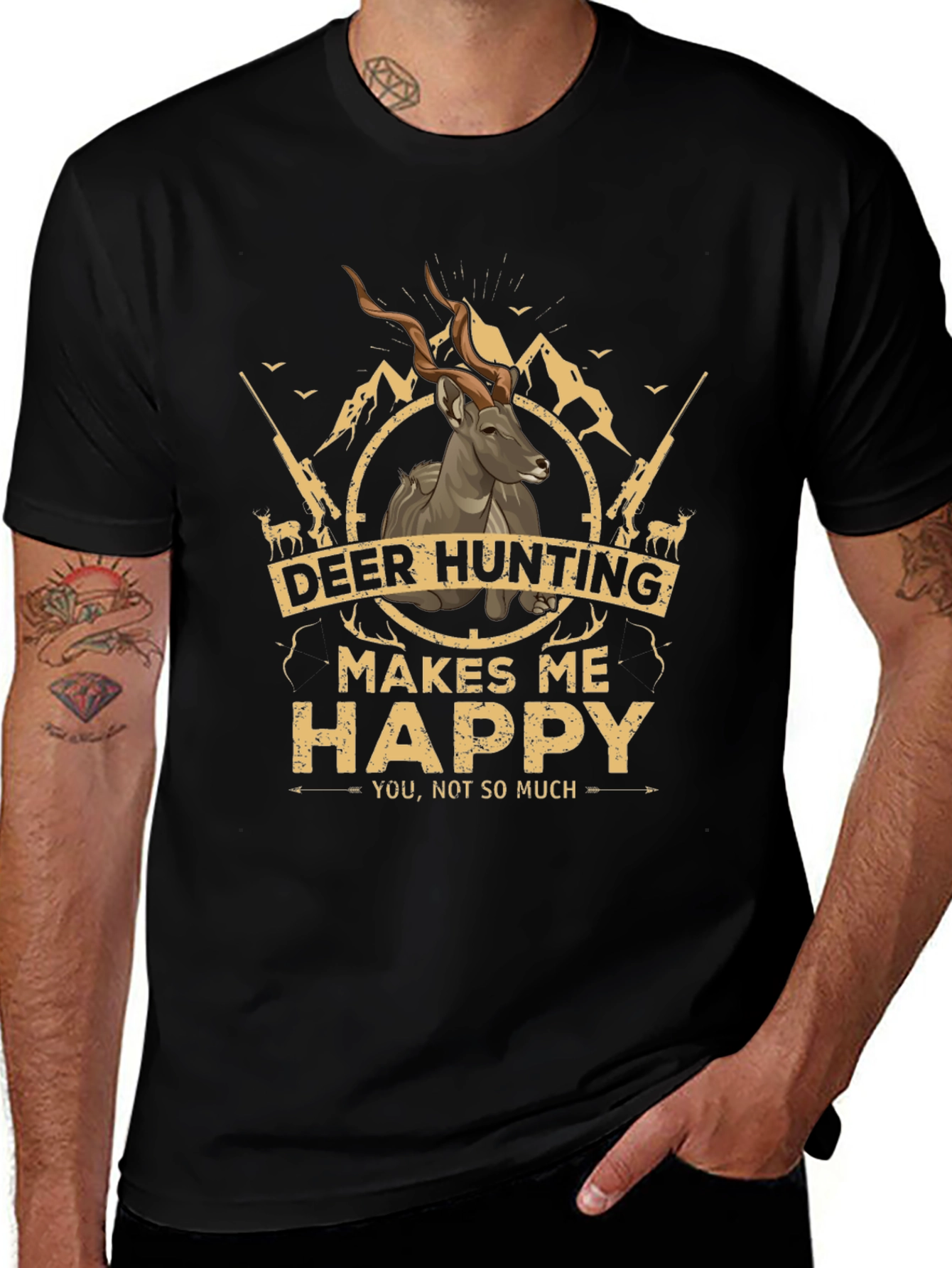 Deer Hunting Makes Me Happy Graphic T-Shirt
