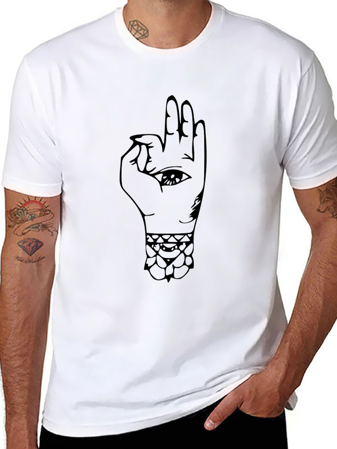 Mens Black T-Shirt - Hand Eye Design